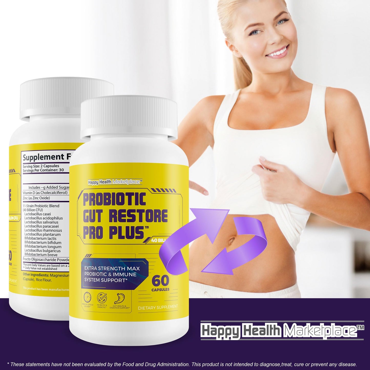 Happy Health Marketplace Probiotic Gut Restore Pro Plus Capsule 60 Count