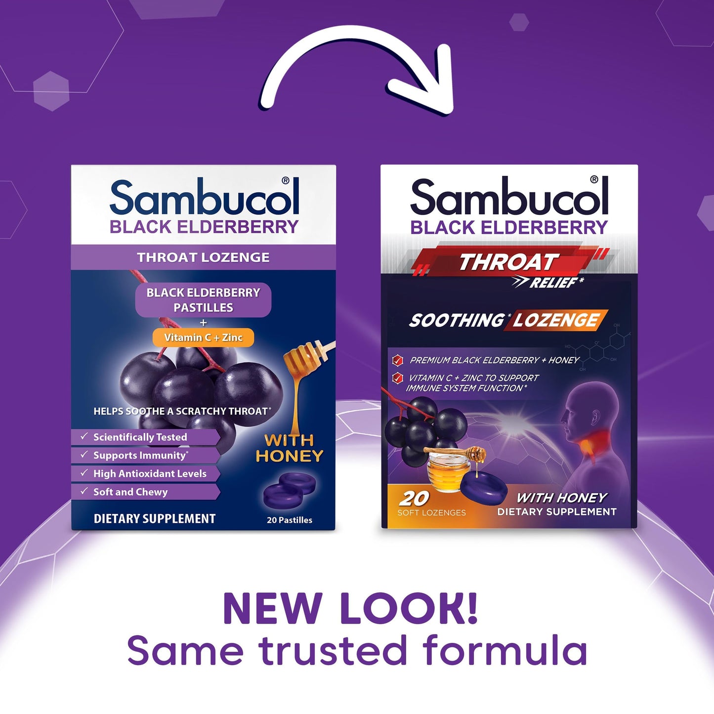 Sambucol Black Elderberry Throat Lozenge - Honey Tablet, 40 Count