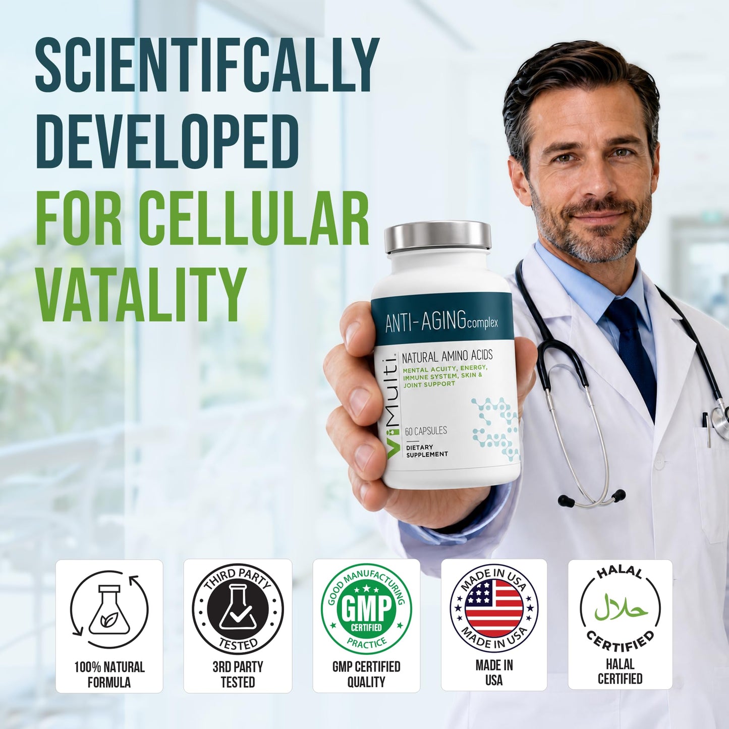 ViMulti Anti-Aging Complex Amino Acid Dietary Supplement Capsule 60 Count