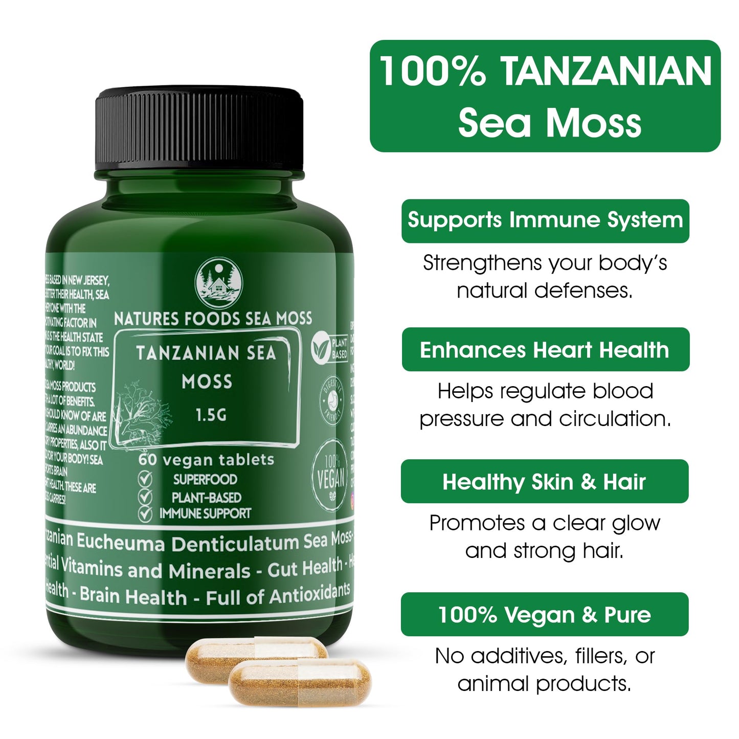 Natures Foods Sea Moss Capsules 60 Capsules