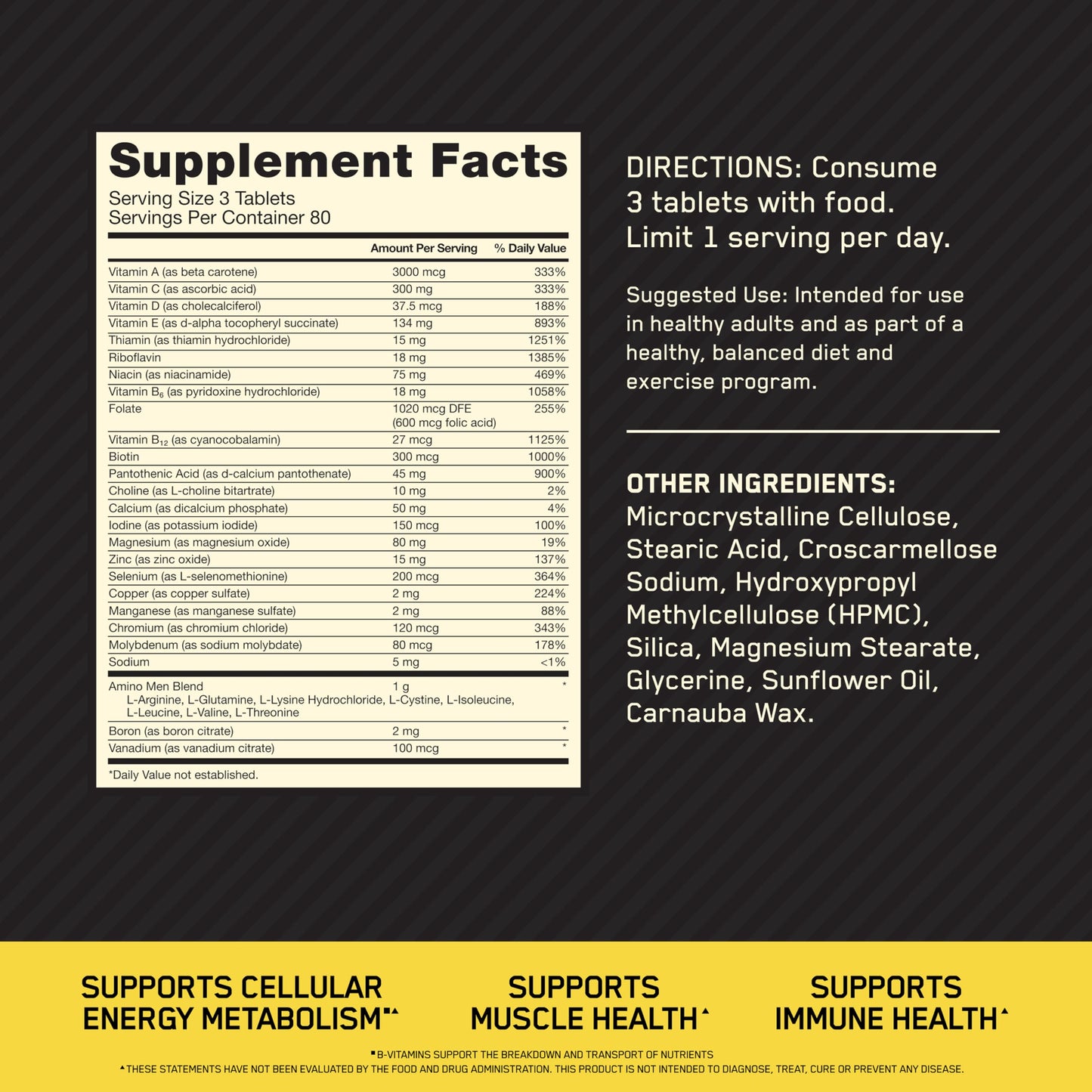 Optimum Nutrition Opti-Men Daily Multivitamin Supplement 240 Tablets