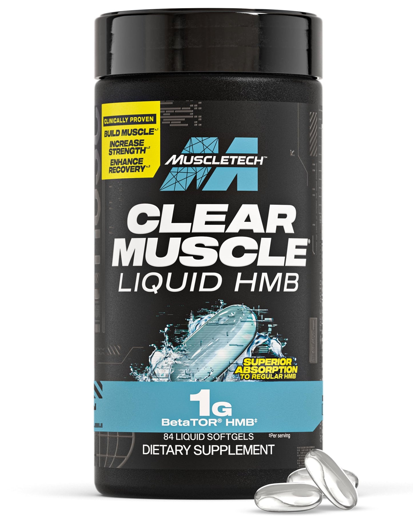 MuscleTech HMB Supplements 1000mg Clear Muscle Softgels 84 Count