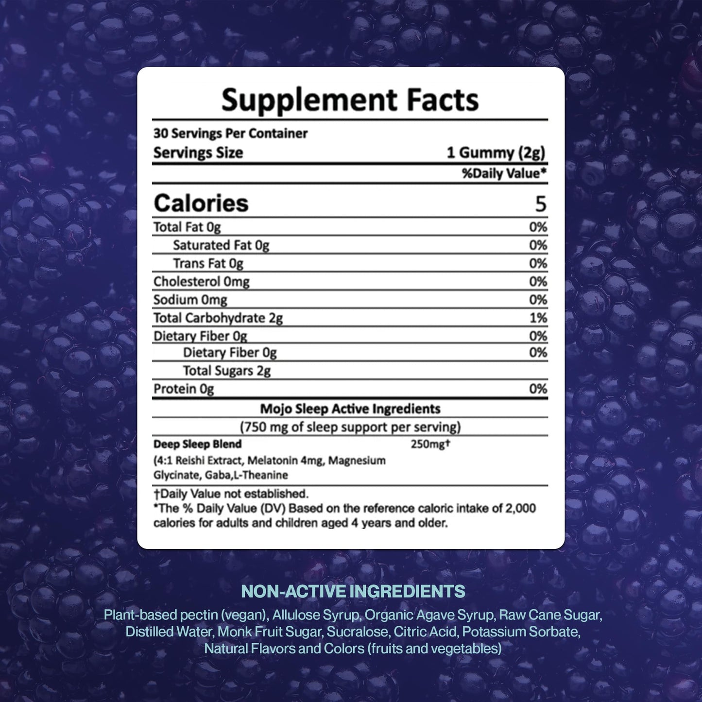 Mojo Sleep Gummies – Non-Habit Forming Sleep Aid with Magnesium, GABA, Reishi Mushroom, L-Theanine and Melatonin – Vegan, Non-GMO – 60 Gummies
