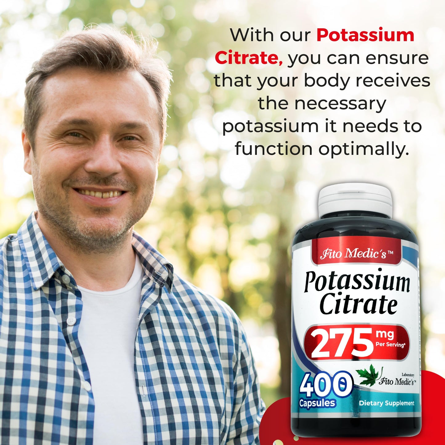 FITO MEDIC'S Potassium Citrate Supplement Capsule, 400 Count