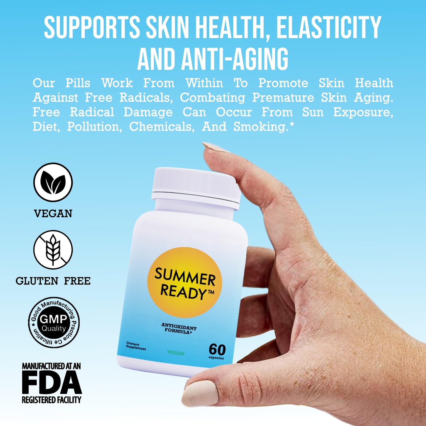 Summer Ready Skin Care Supplement Capsules, 60 Count