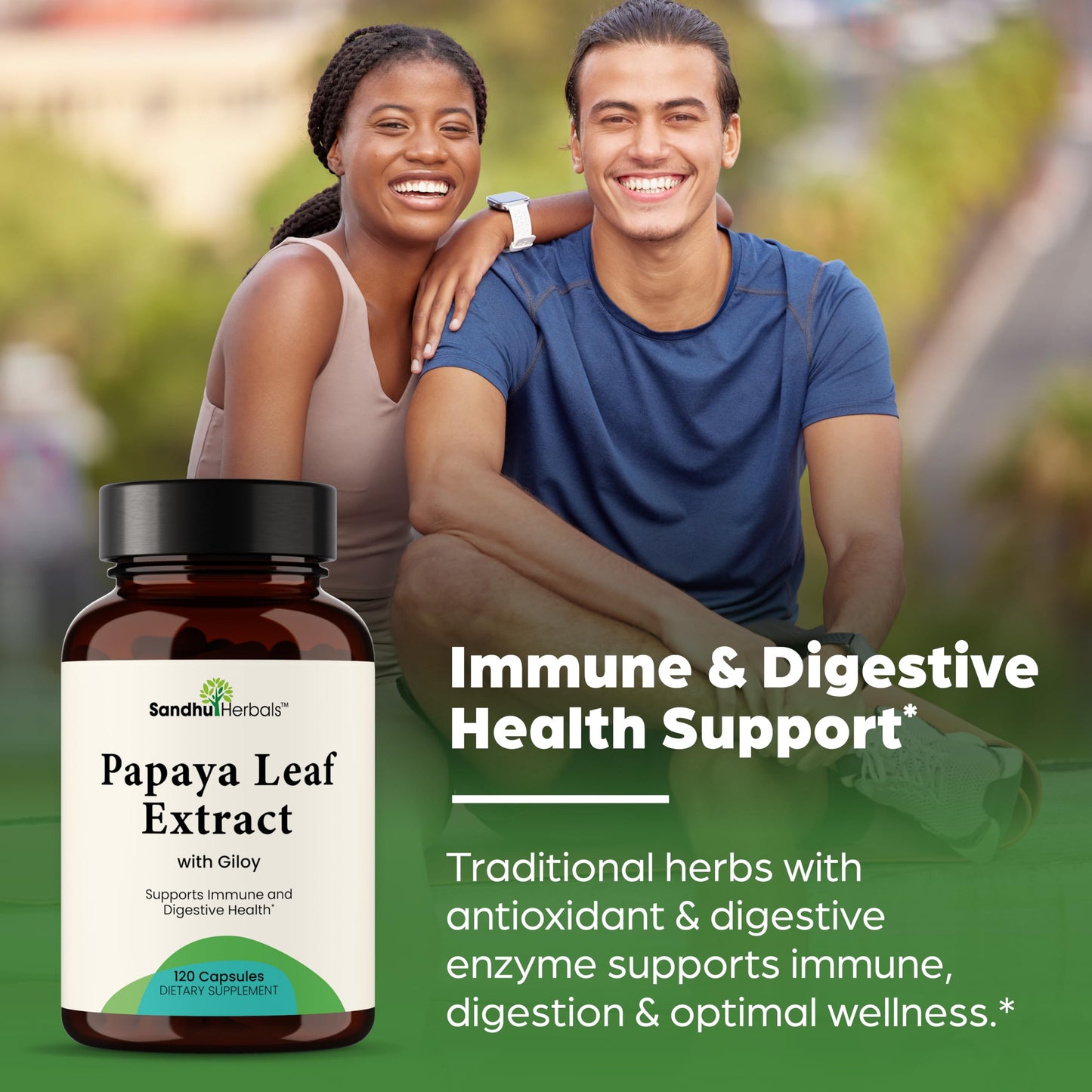 SANDHUHERBALS Papaya Leaf Extract Capsule 120 Count
