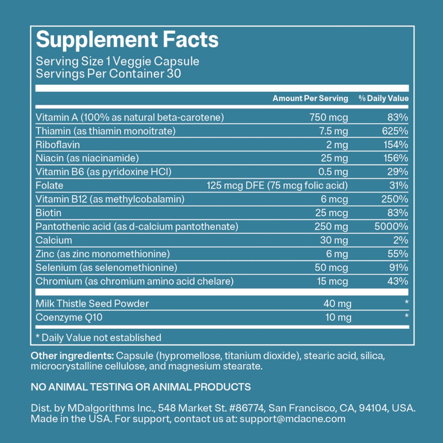 MDacne Vitamins and Minerals Skin Clearing Supplements Capsules 3-Pack