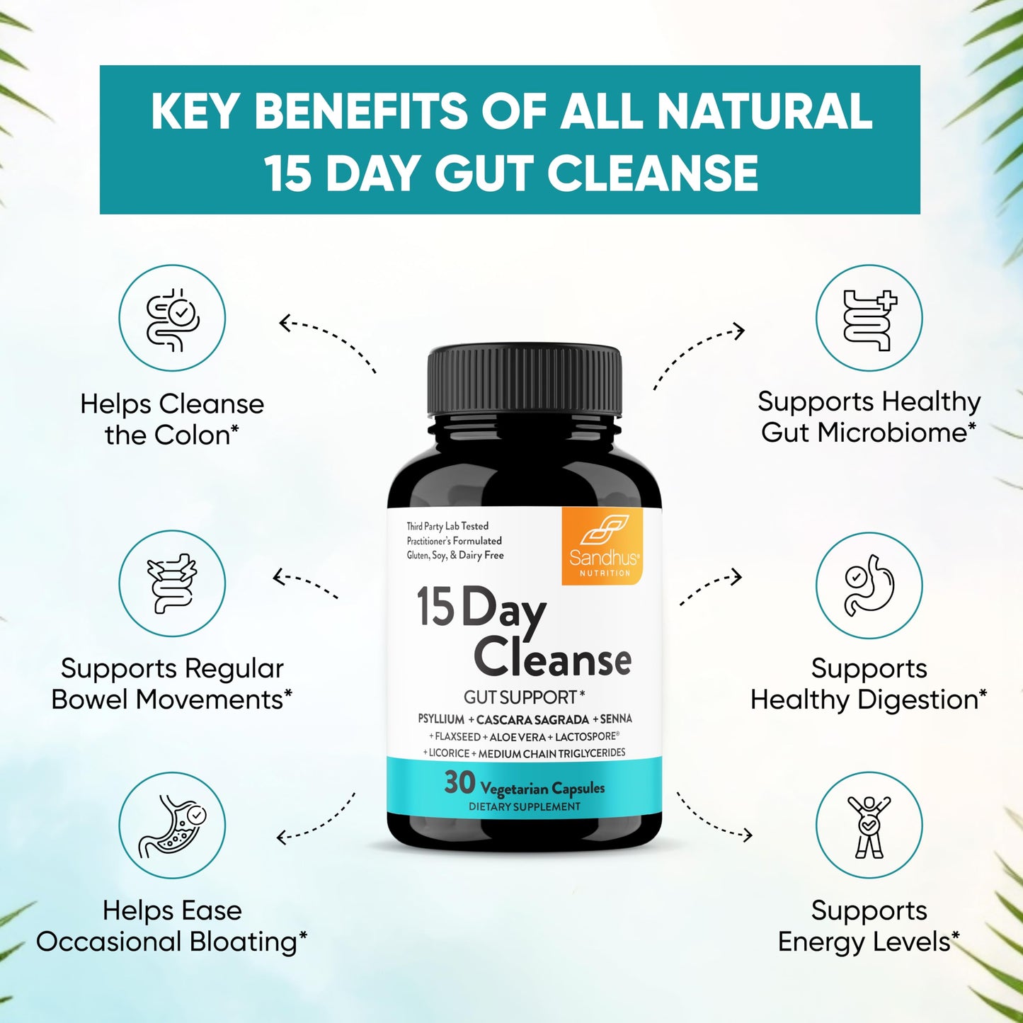 Sandhu's 15 Day Gut Cleanse Colon Detox Capsule 30 Count