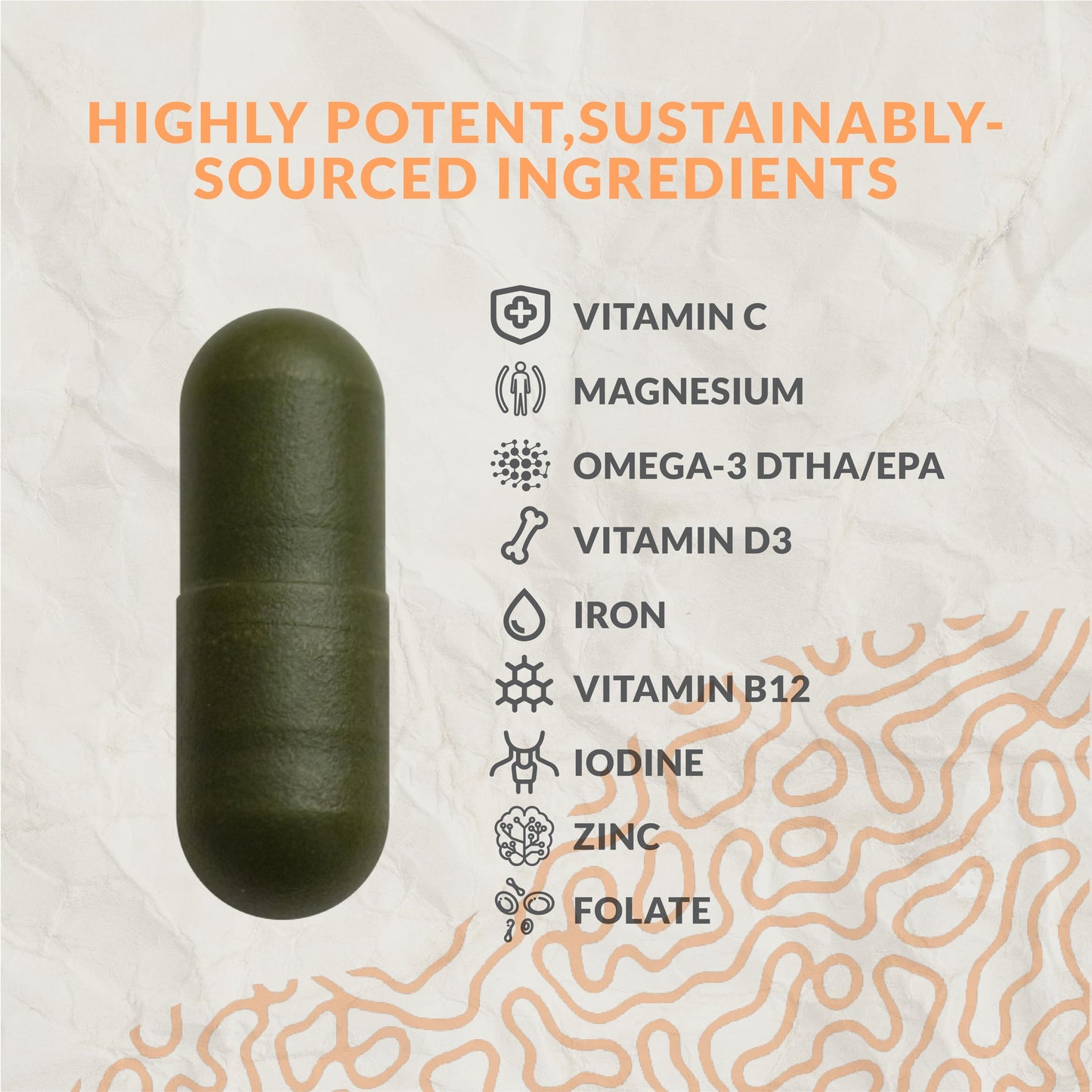 Terraseed Complete Vegan Multivitamin with Iron, Omega 3, Vitamin D3, Folate, Zinc, Vitamin B12, & More Capsule, 1 Count