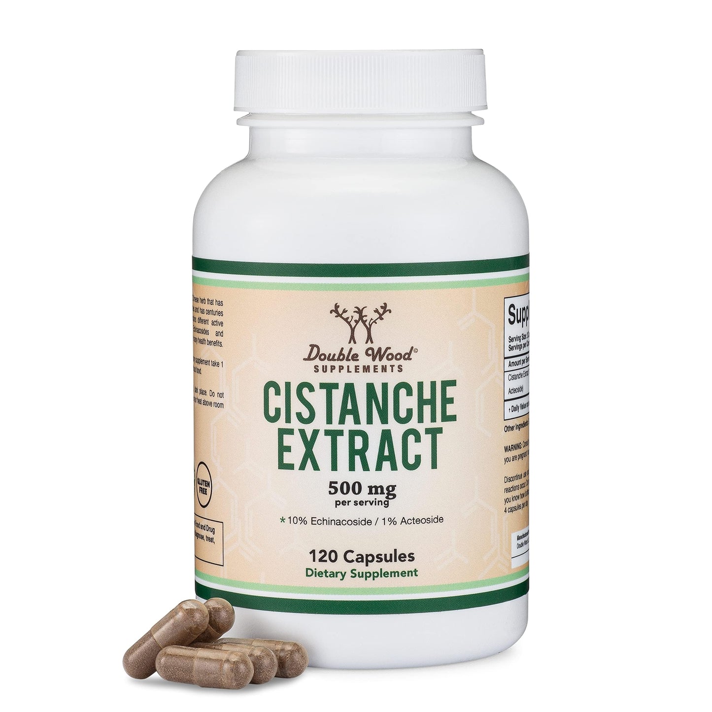 Double Wood Supplements Cistanche Tubulosa Extract 500mg Capsule, 120 Count