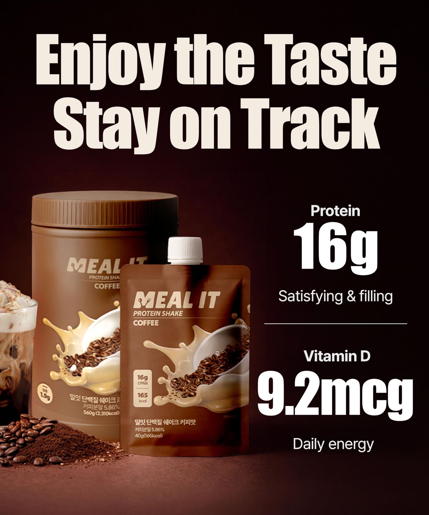 MEAL IT Coffee Protein Shake with Korean Streusel Crumble(Soboro) Powder 9.88 oz