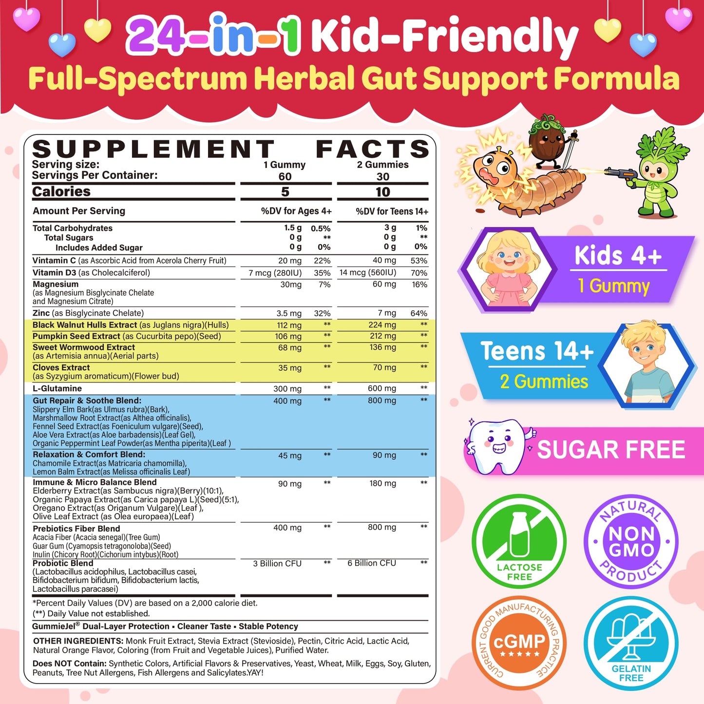 LILICARE Para Cleanse for Kids & Teens + Zeolite Gummies for Kids & Adults, 1 Pack
