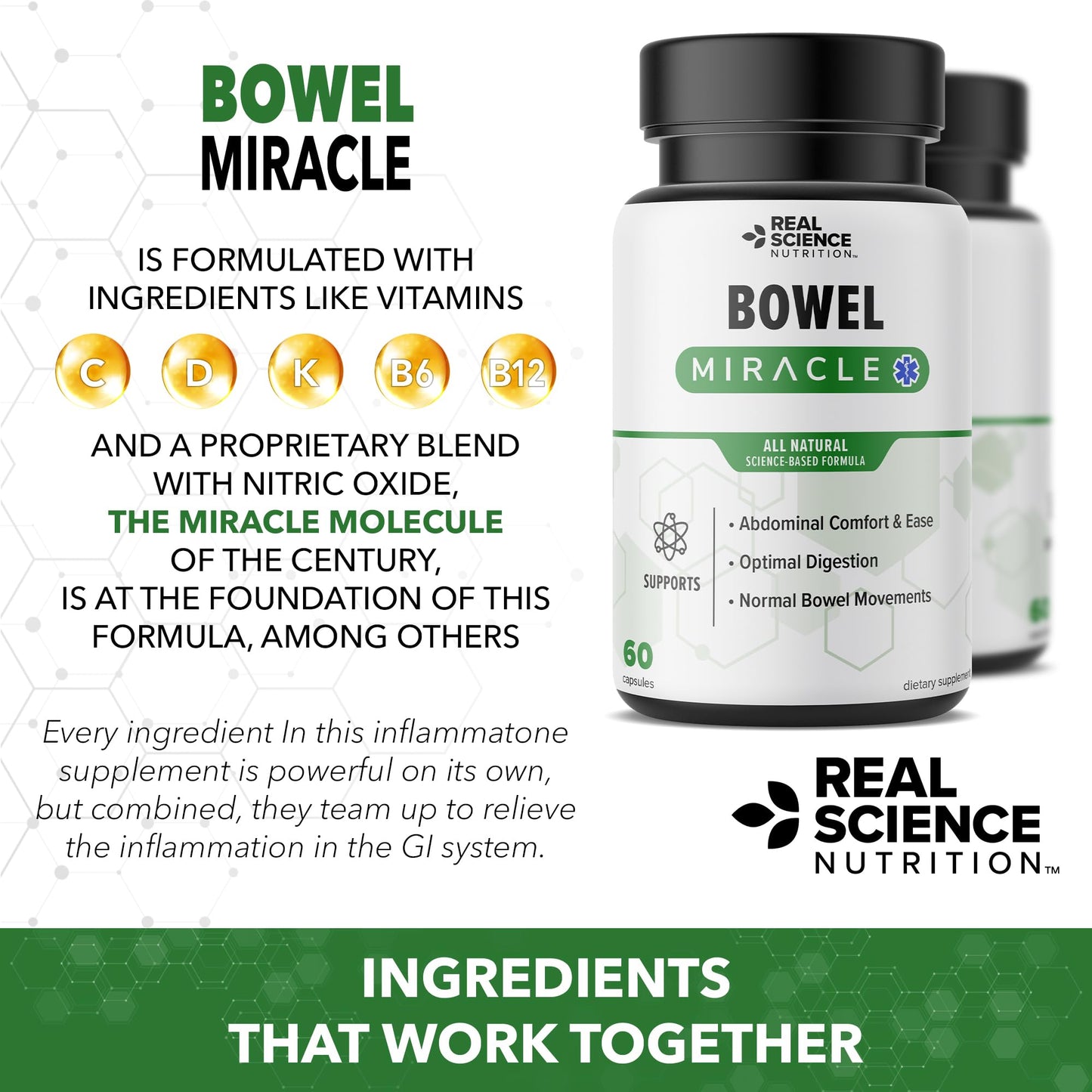 Real Science Nutrition Bowel Miracle Capsules, 60 Count