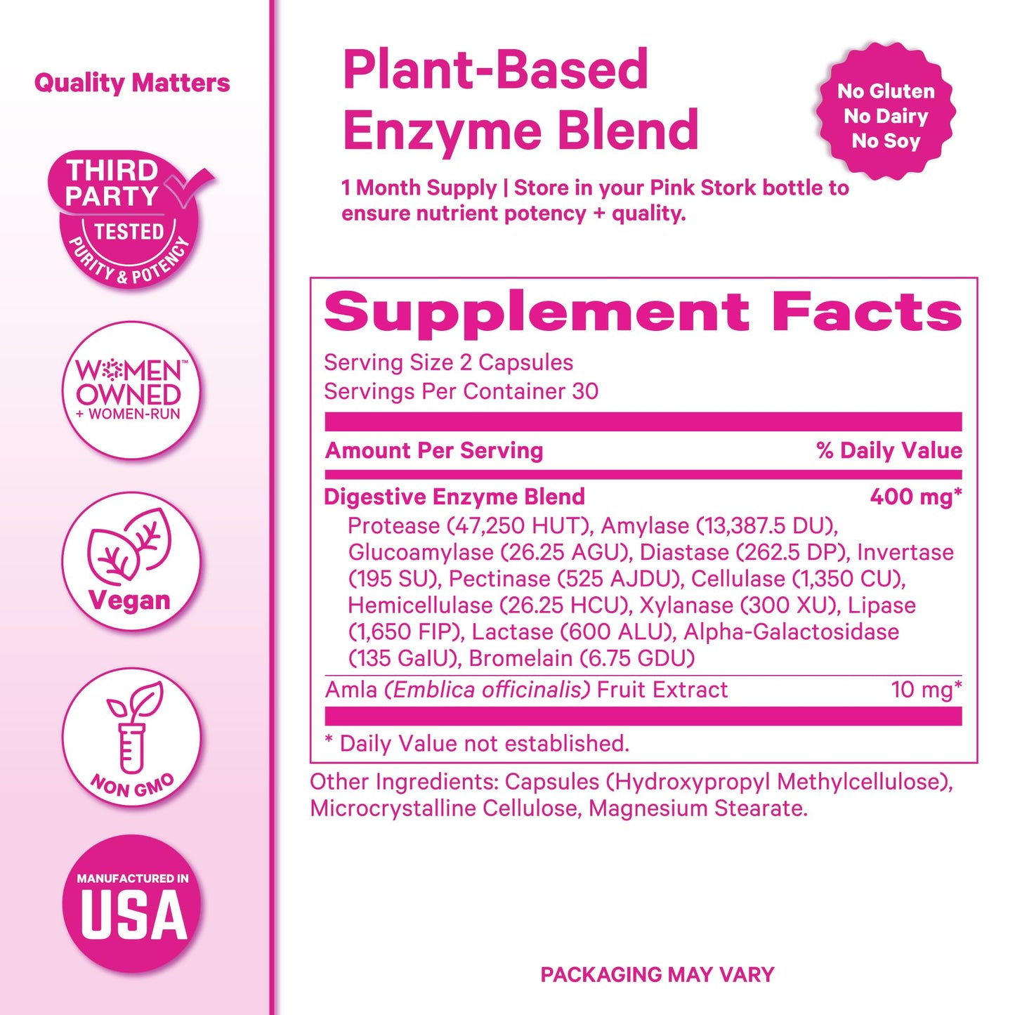 Pink Stork Digestive Enzymes for Women 60 Capsules