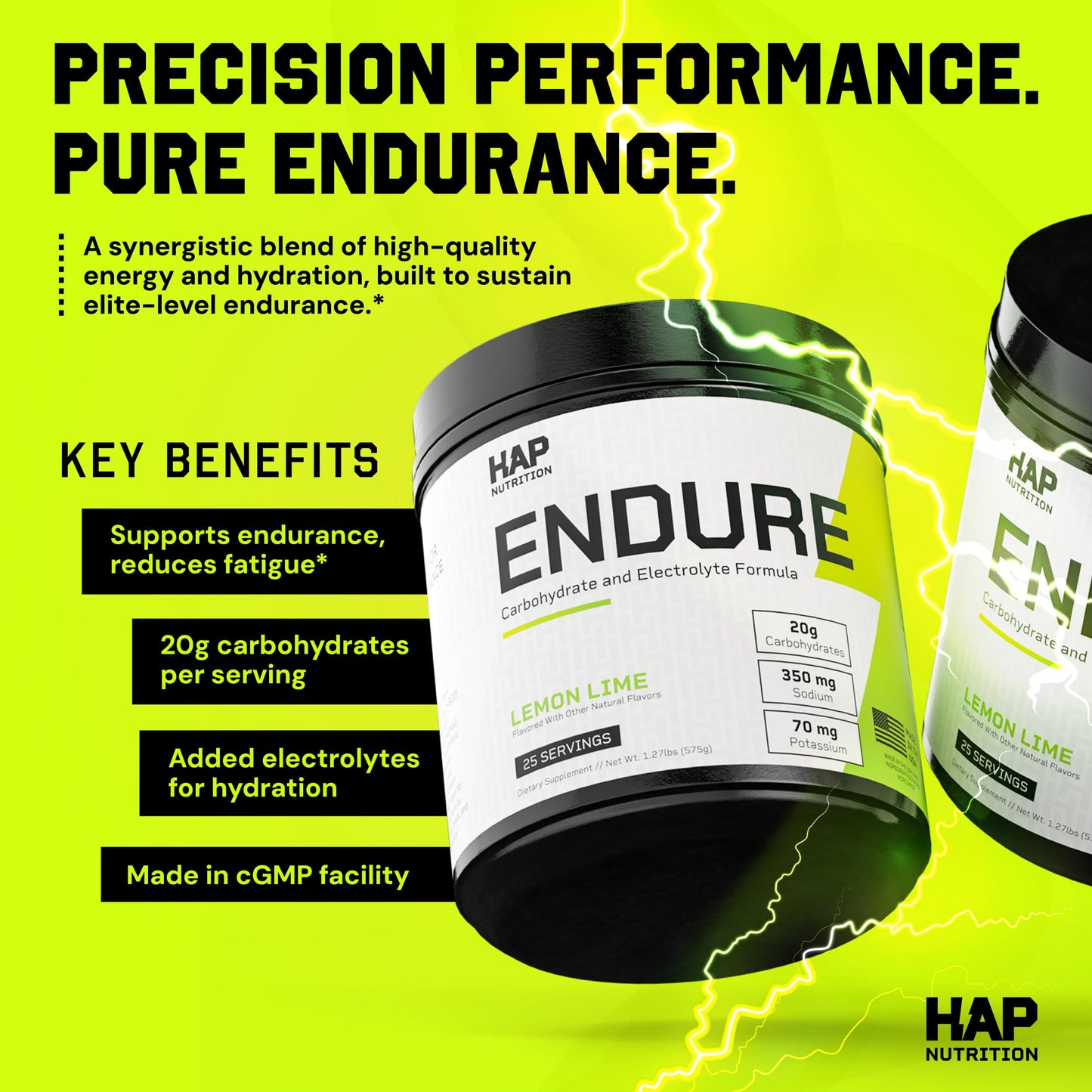 HAP Nutrition Endure Carbohydrate and Electrolyte Formula Powder 20.28