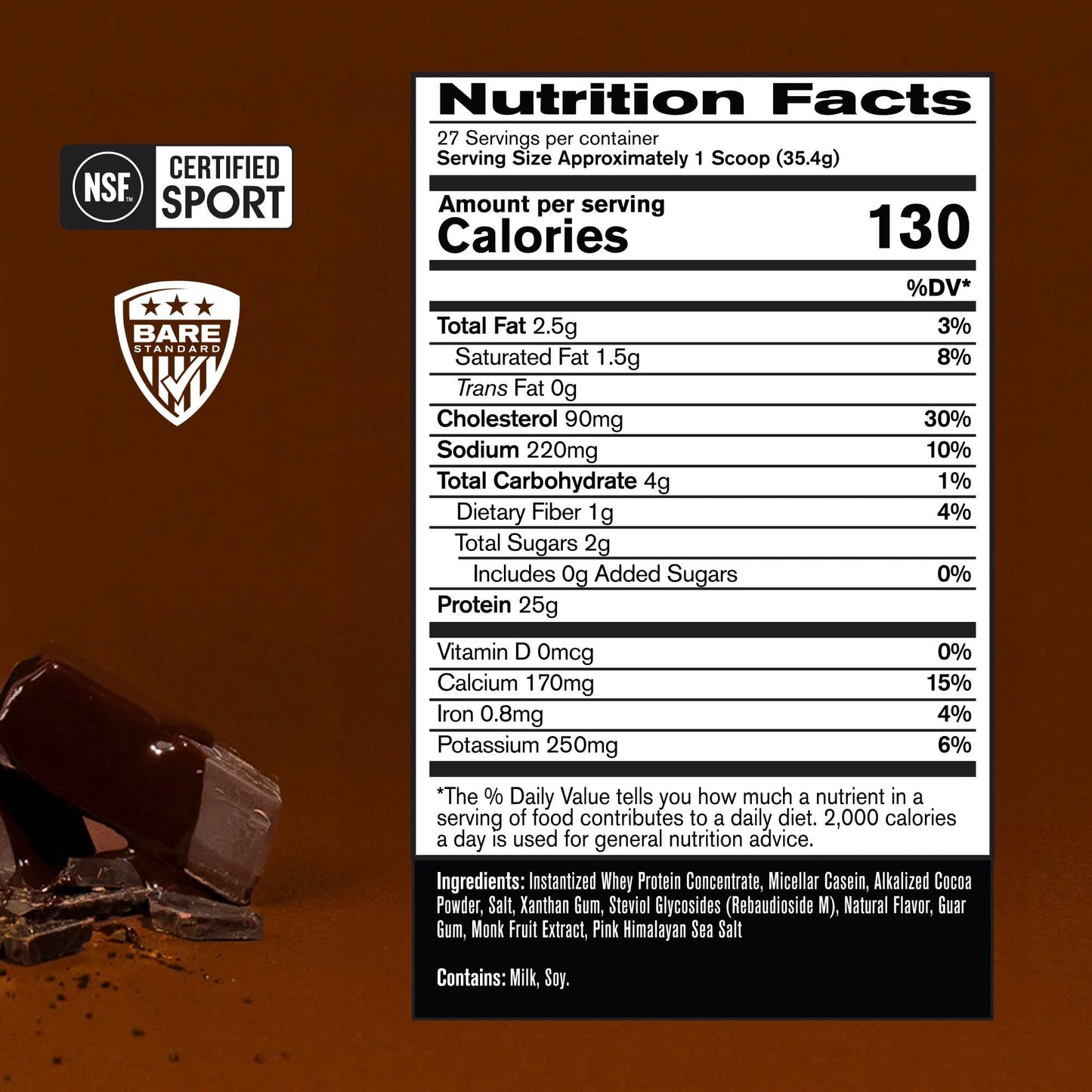 BARE PERFORMANCE NUTRITION BPN Whey Protein + Casein Protein Powder Blend, 32 Servings