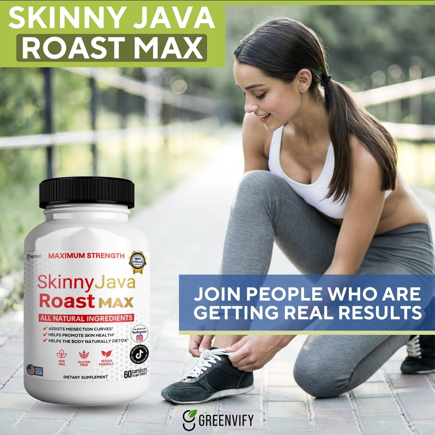GREENVIFY Skinny Java Roast MAX Maximum Strength Natural Dietary Supplement Capsule 60 Count