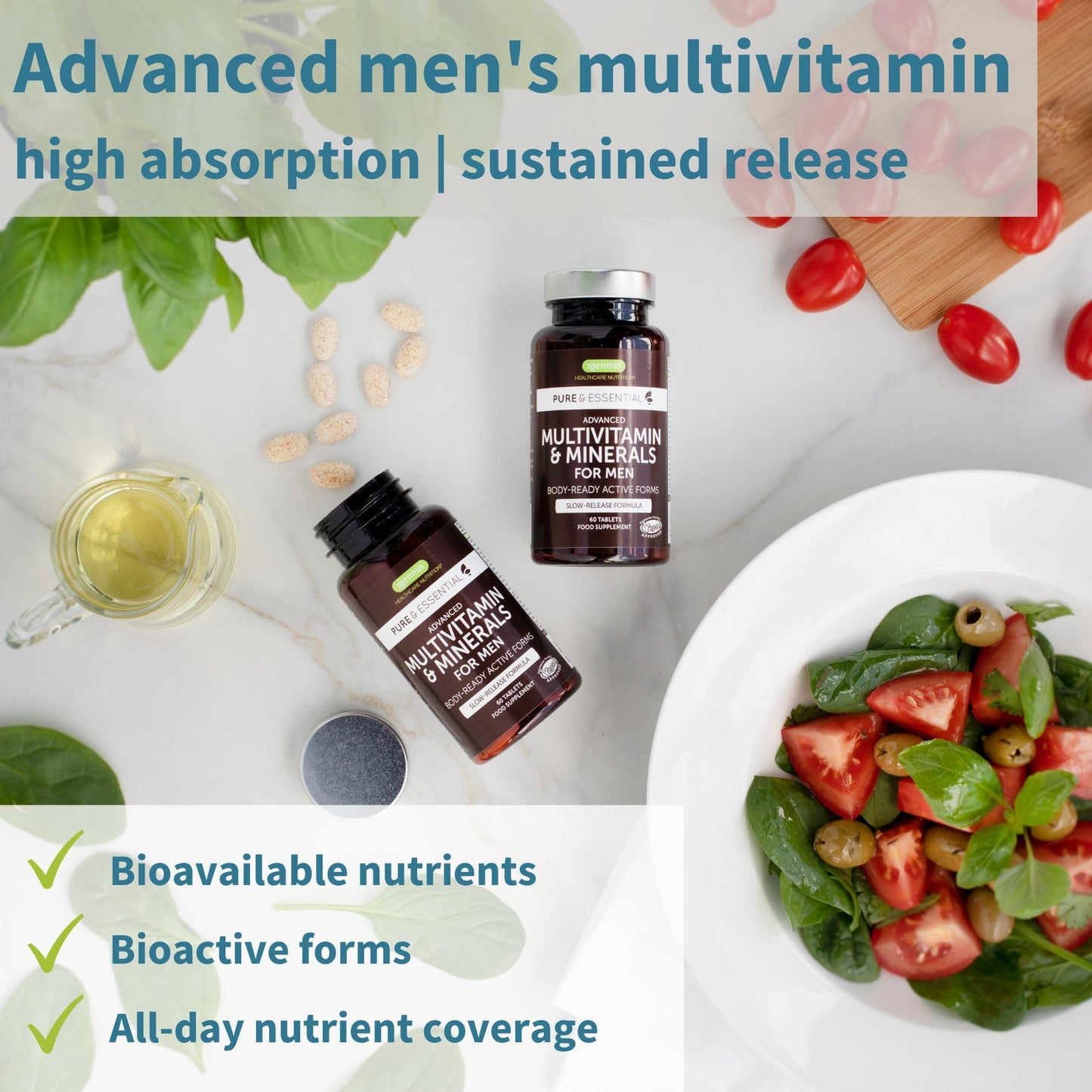 Igennus Healthcare Nutrition Neurobalance + Multivitamin & Minerals for Men Vegan Bundle, High Absorption Zinc, Magnesium & B6 Supplement + Sustained Release Multivitamin Tablet, 2 Tablets