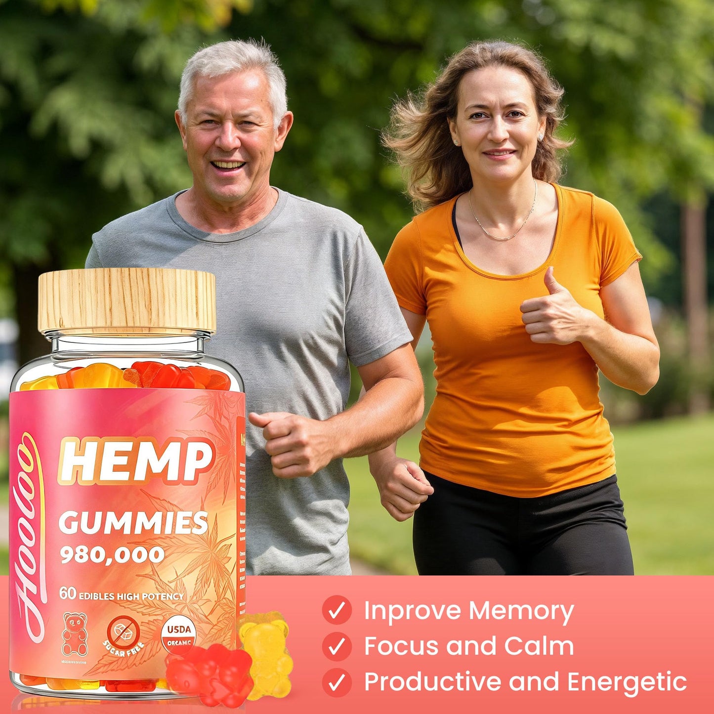 HOOLOO Hemp Gummies Gummy, 120 Count