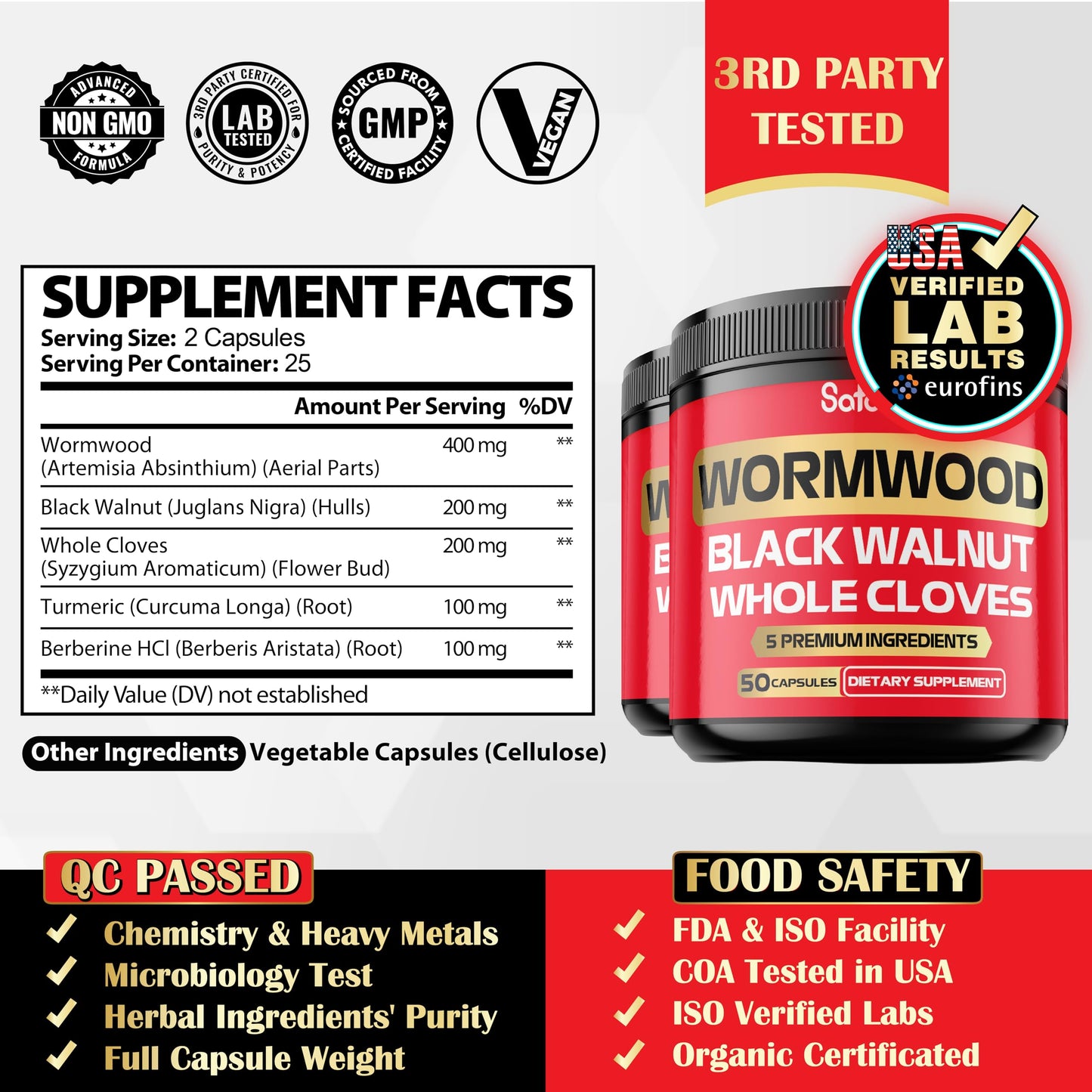 Satoomi 5-in-1 Wormwood Capsule, 100 Capsules
