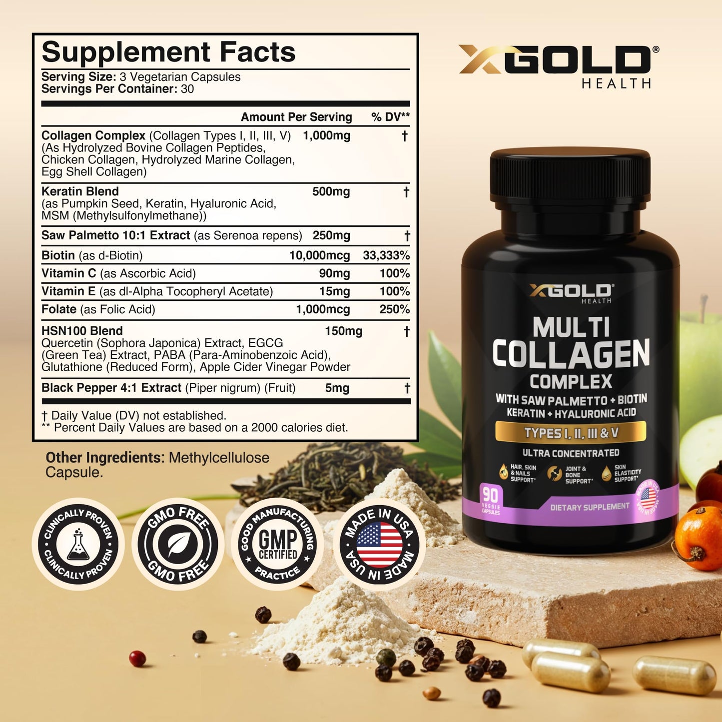 X Gold Health Collagen Complex Capsules, 90 Capsules