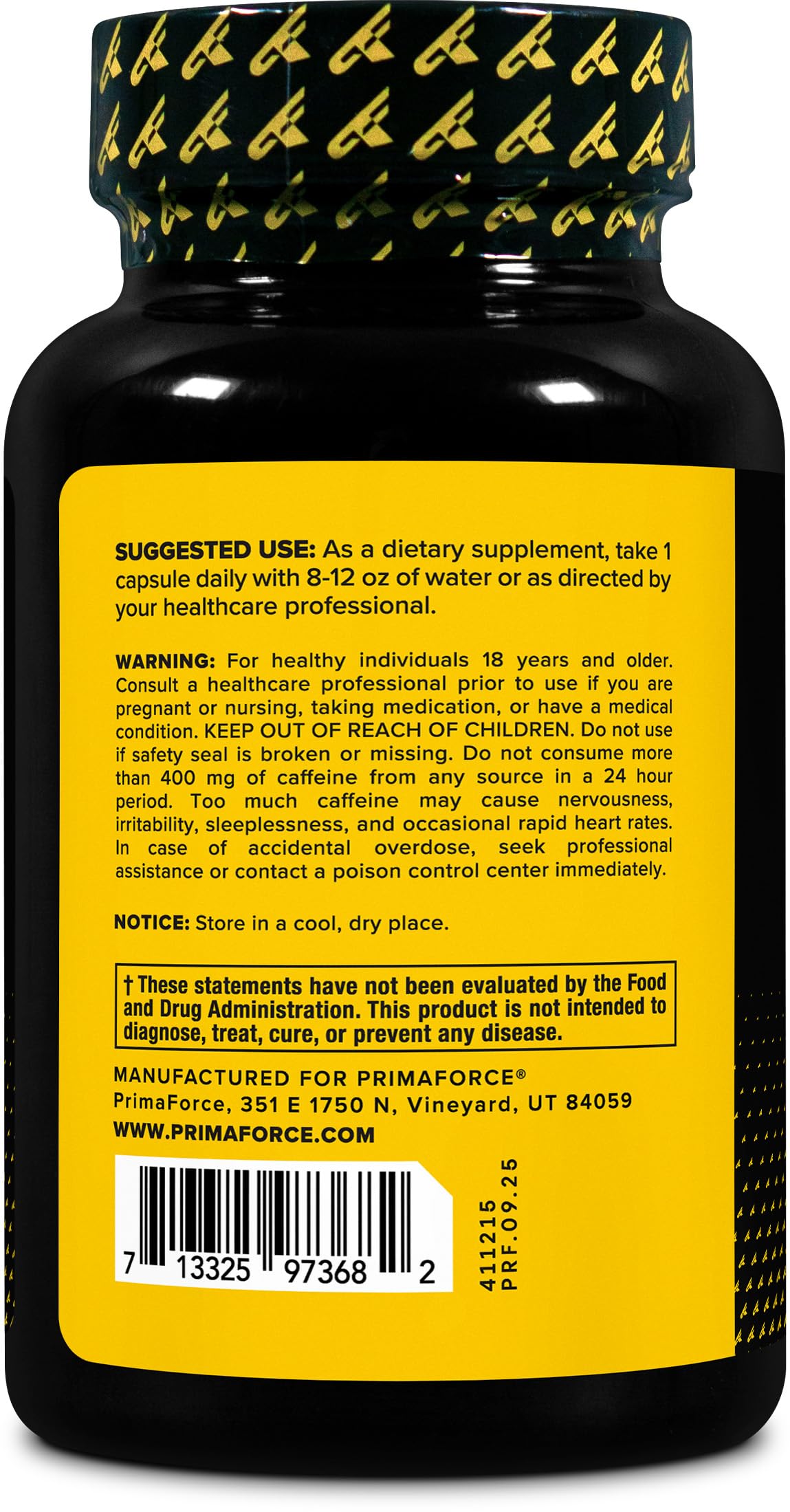Primaforce Caffeine Pills 200mg Capsule 180 Count