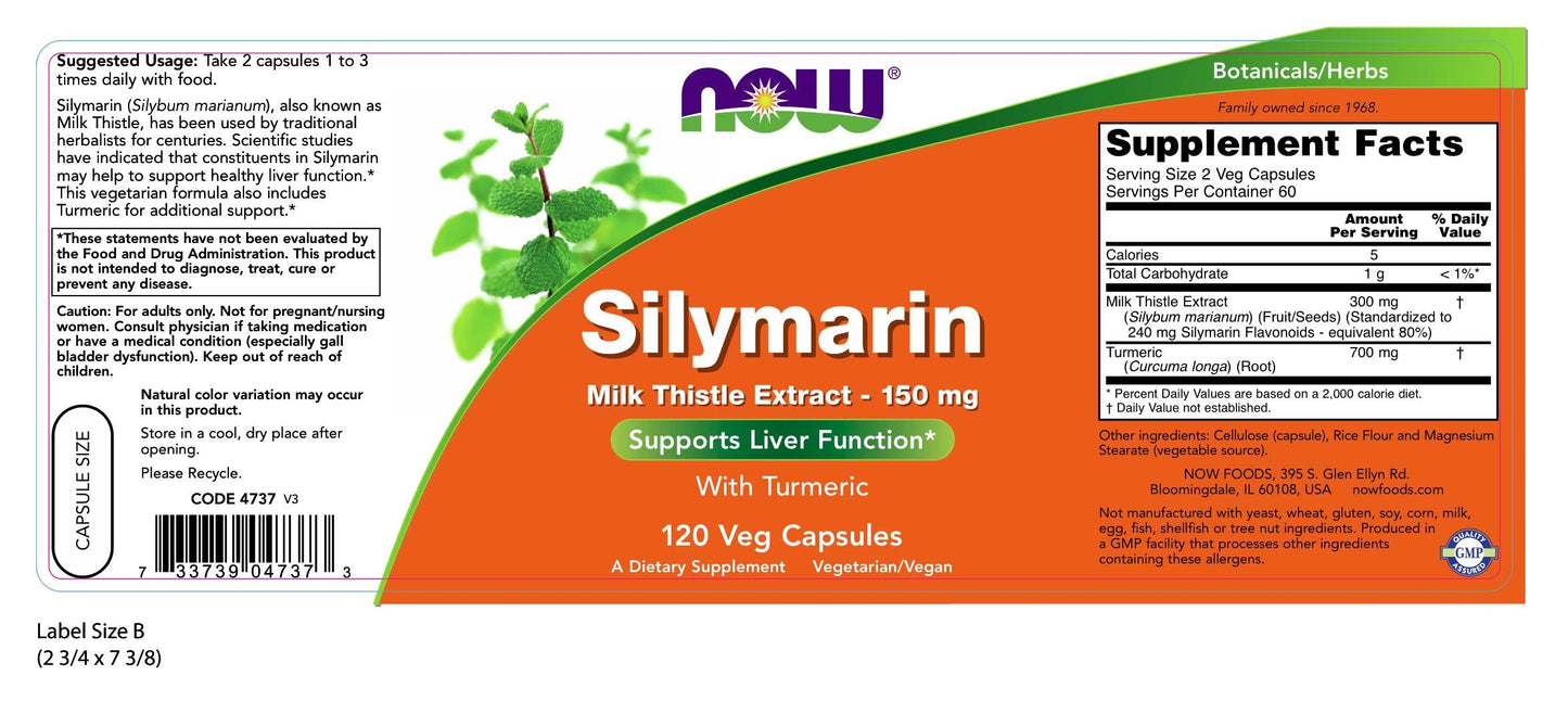 NOW Foods Silymarin 150 mg Capsules, 240 Count