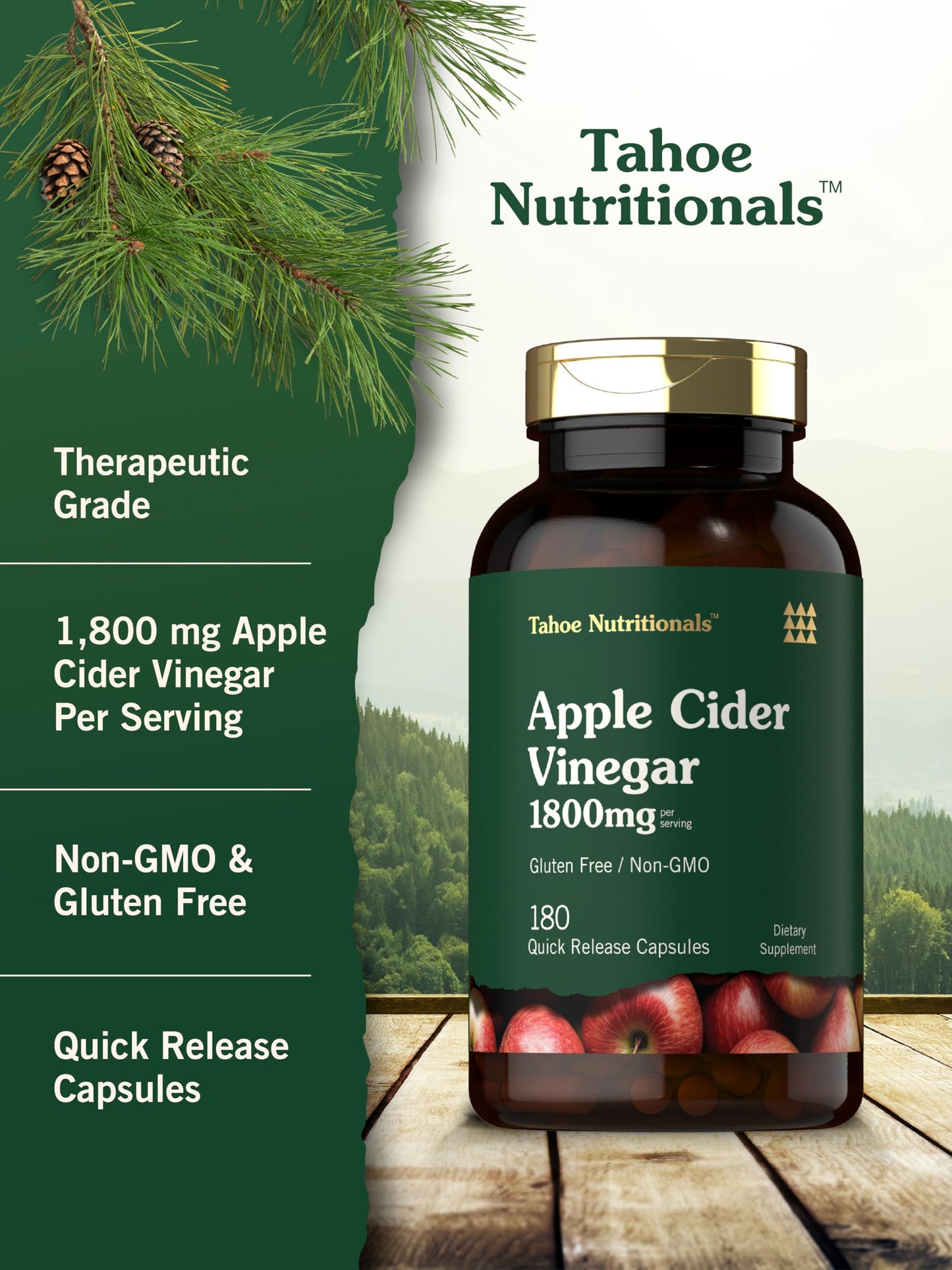 Tahoe Nutritionals Apple Cider Vinegar Capsule 180 Count