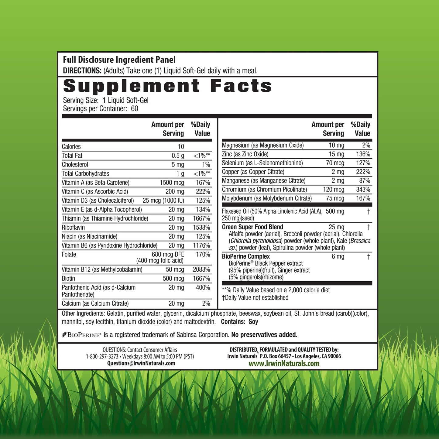 Irwin Naturals Only One Liquid-Gel Multi Softgels 60 Count