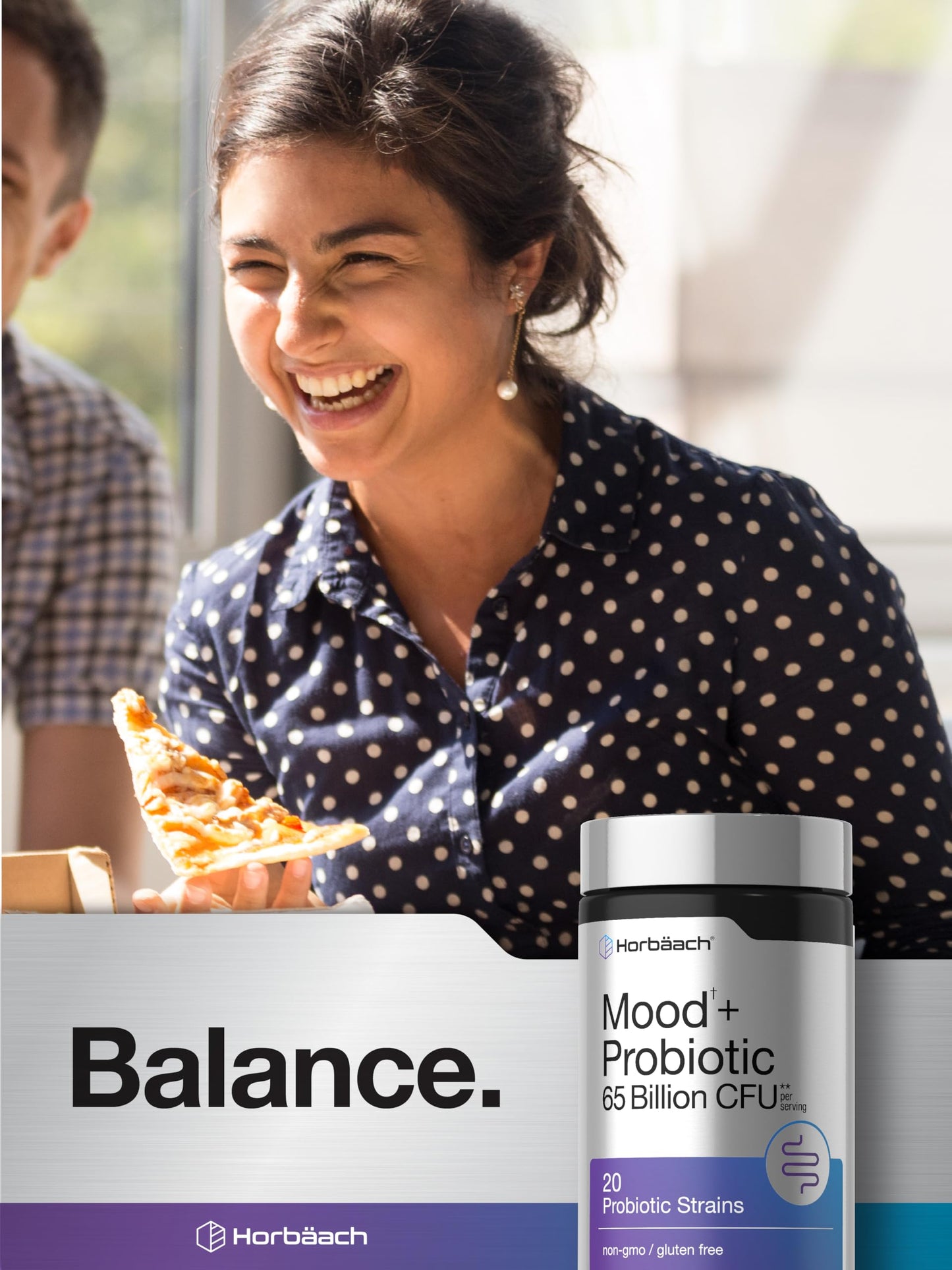 Horbäach Mood Probiotics for Women and Men 65 Billion CFU Capsule 60 Count