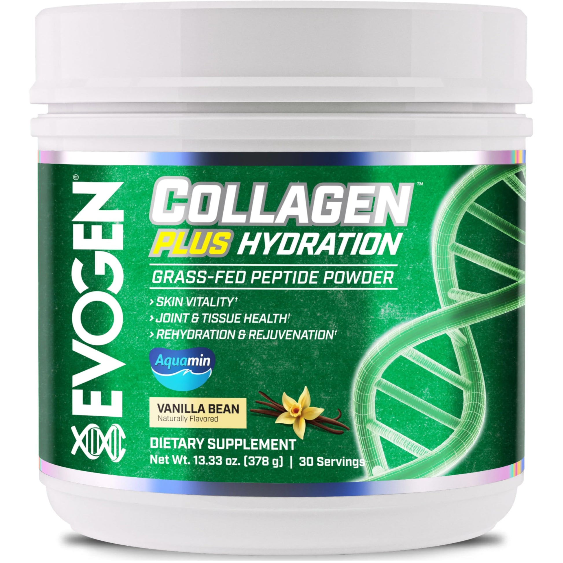 Evogen Collagen Plus Hydration Vanilla Bean Collagen Peptides Powder, 12.49 oz