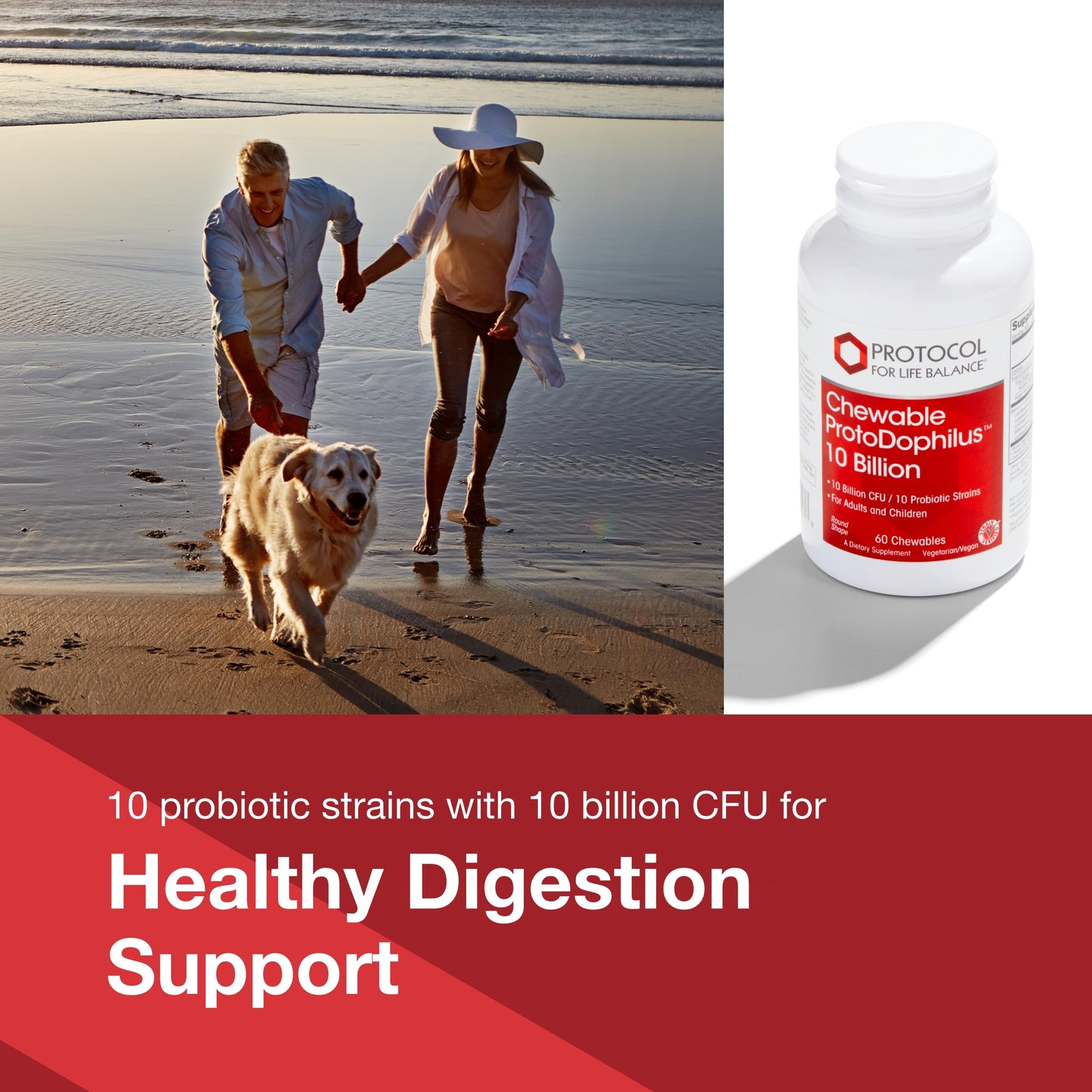 PROTOCOL FOR LIFE BALANCE Protodophilus Probiotic, 10 Billion CFU, Chewable, 60 Chewables