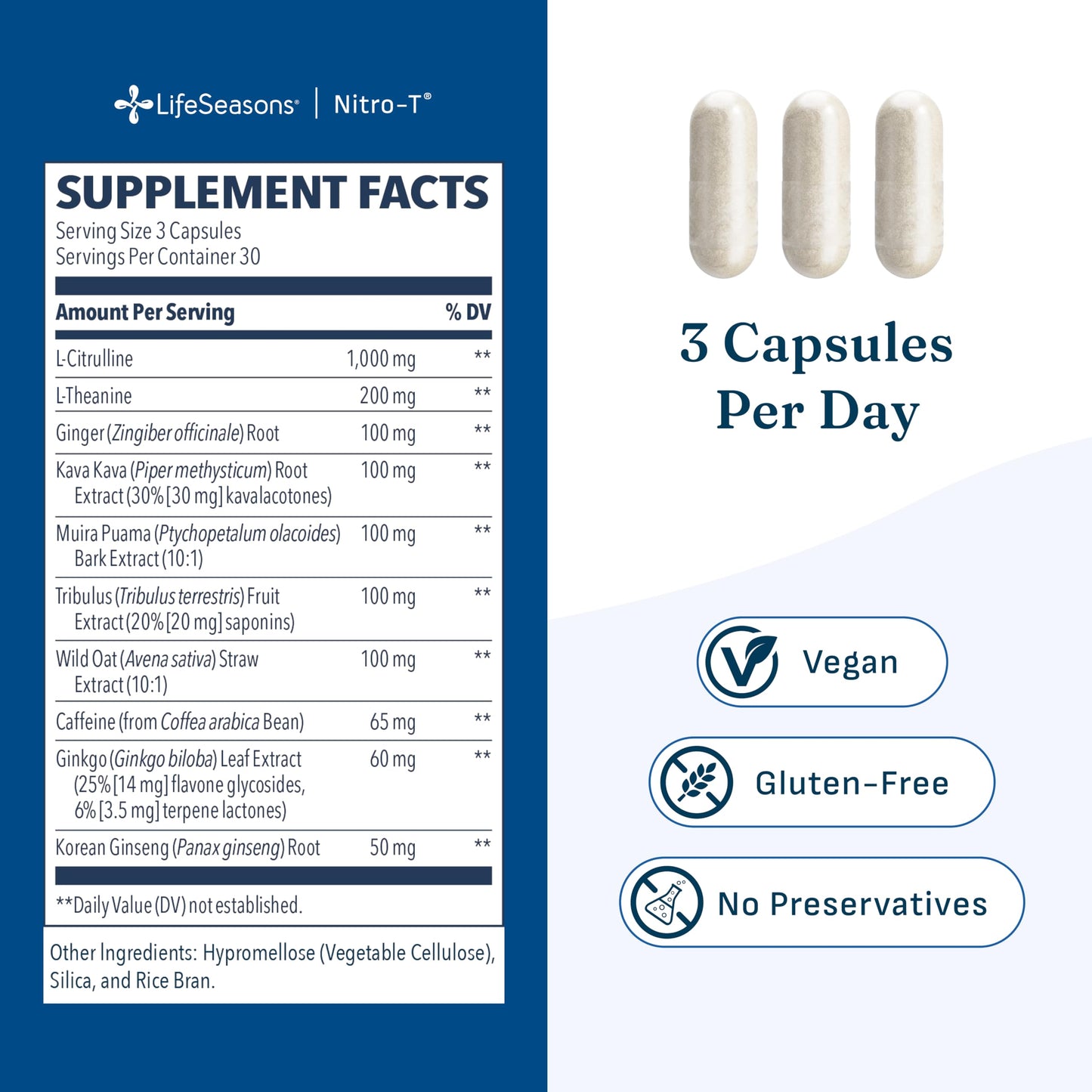 LifeSeasons Nitro-T Capsule, 90 Count