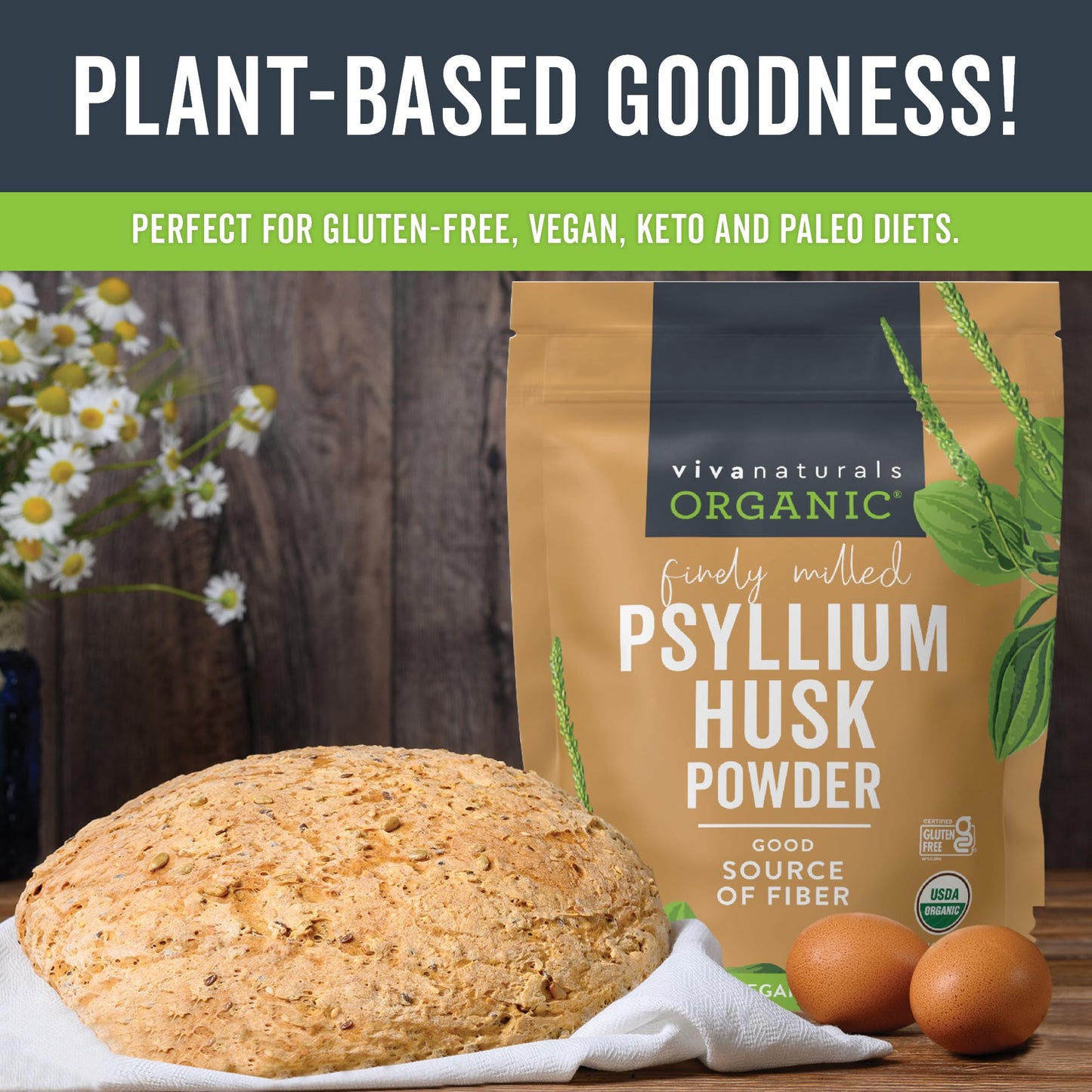 Viva Naturals Organic Psyllium Husk Powder, 10