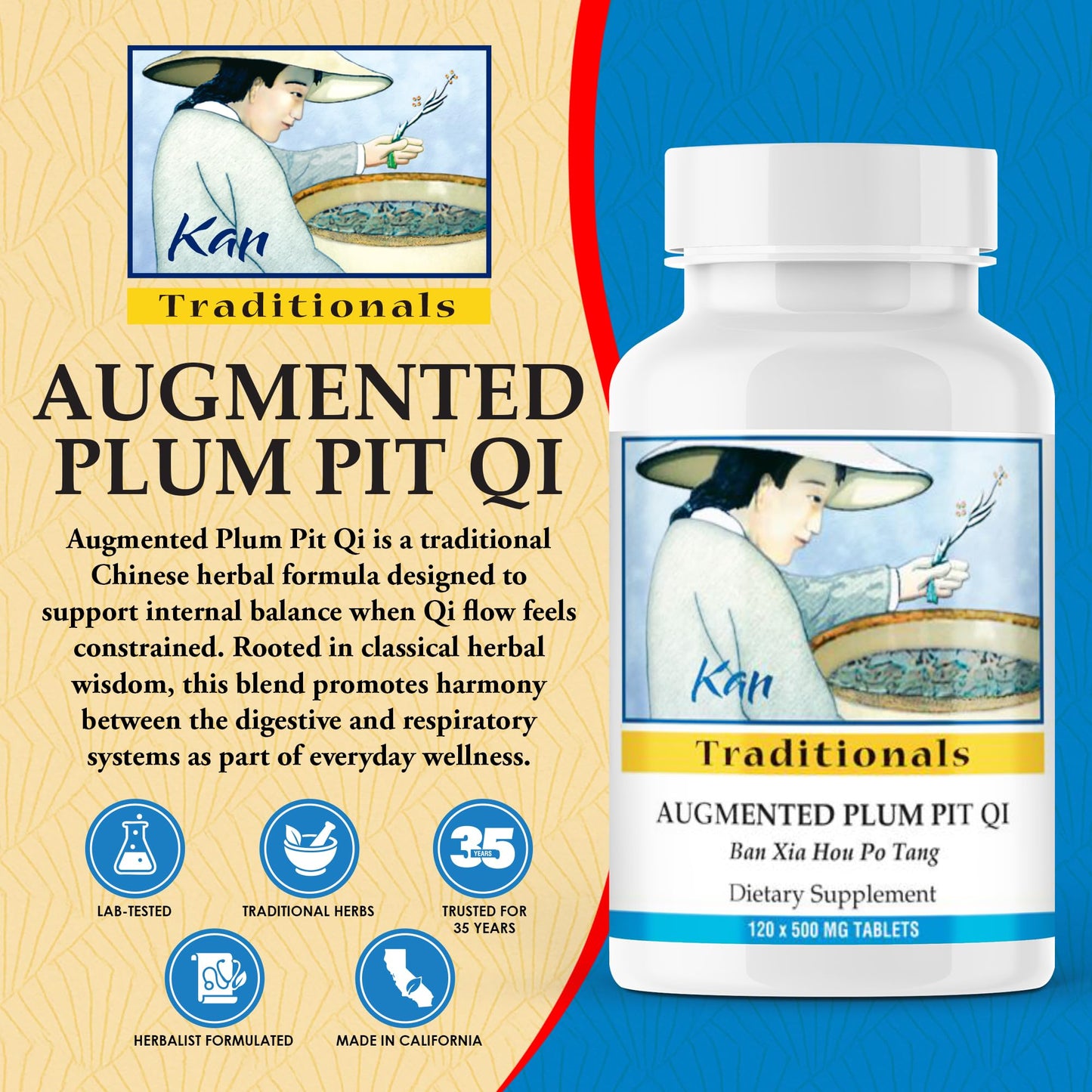 Kan Herbs Augmented Plum Pit Qi Tablets 120