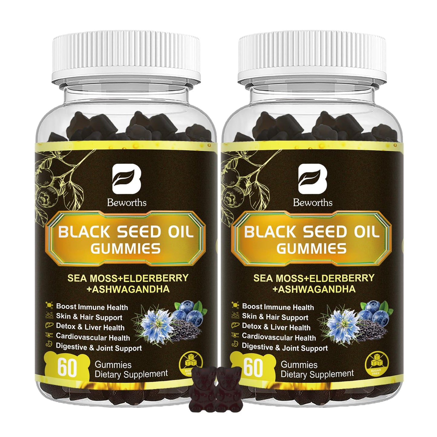 B BEWORTHS Black Seed Oil & Sea Moss Gummies 120 Count