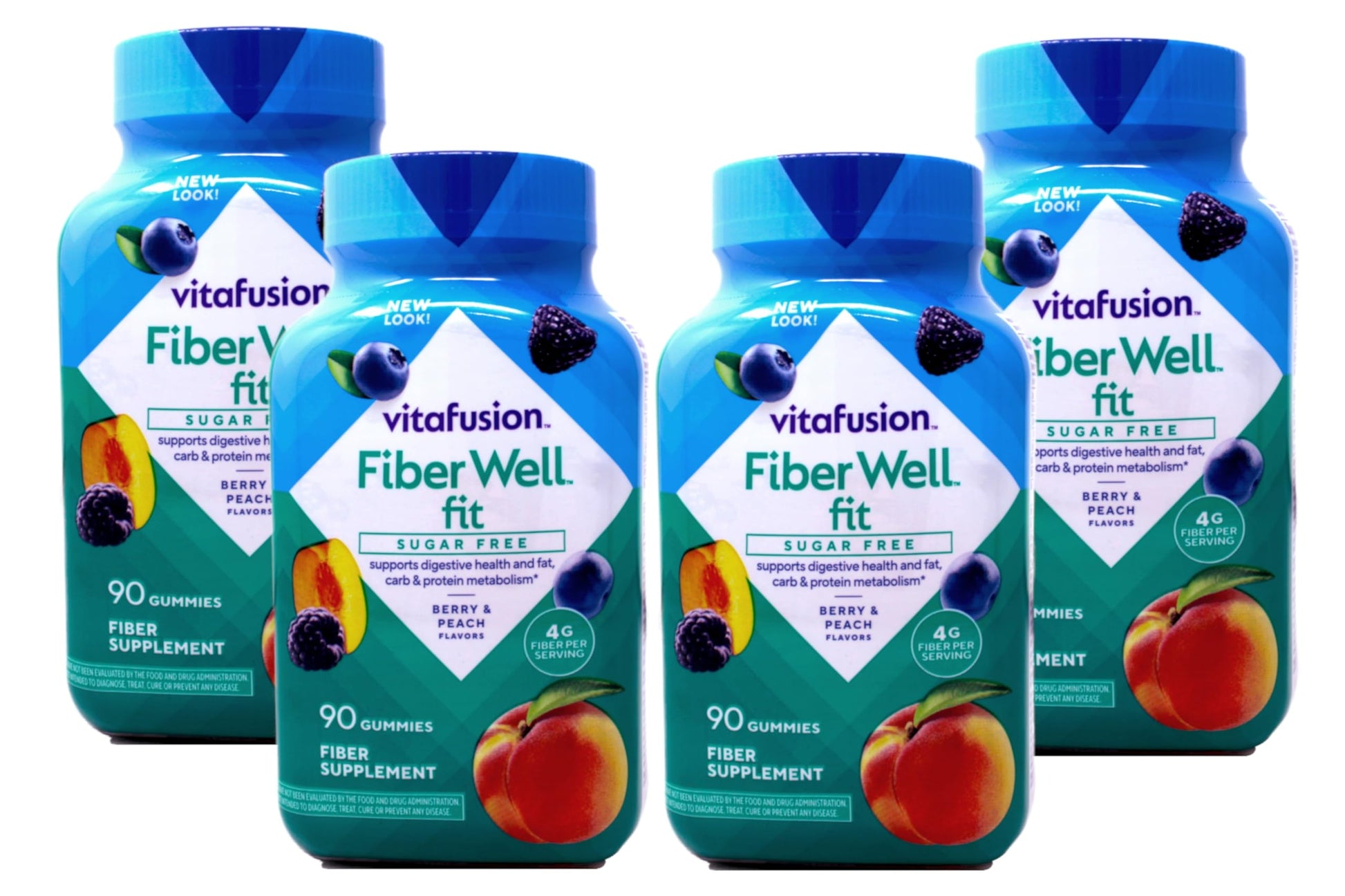 Vitafusion Fiber Well Fit Sugar Free Fiber Supplement Gummies, Berry and Peach Flavors, 360 Gummies