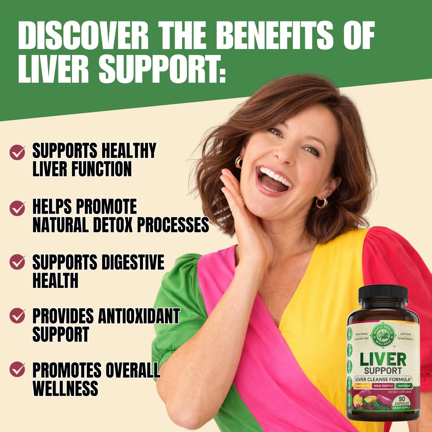 WHOLE WORLD WELLNESS Advanced Liver Cleanse Detox & Repair Formula with Milk Thistle Capsules, 90 Capsules