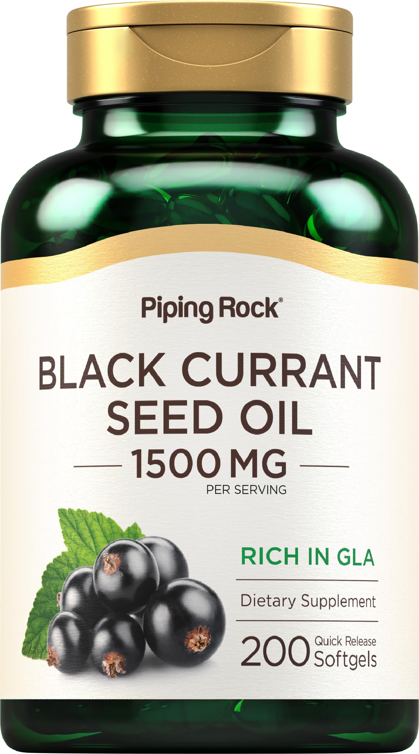 Piping Rock Black Currant Seed Oil Softgel Capsules 1500mg 200 Count