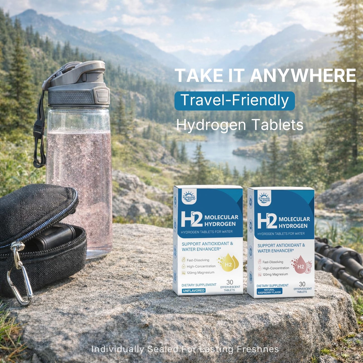 Sunshine & Rain Molecular Hydrogen Tablets with Magnesium 120mg, 60 Tablets
