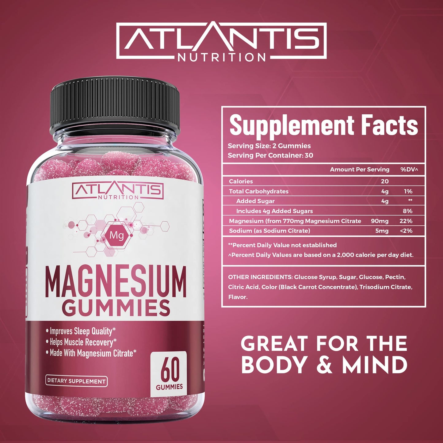 Atlantis Nutrition Magnesium Citrate Gummies 60 Gummies