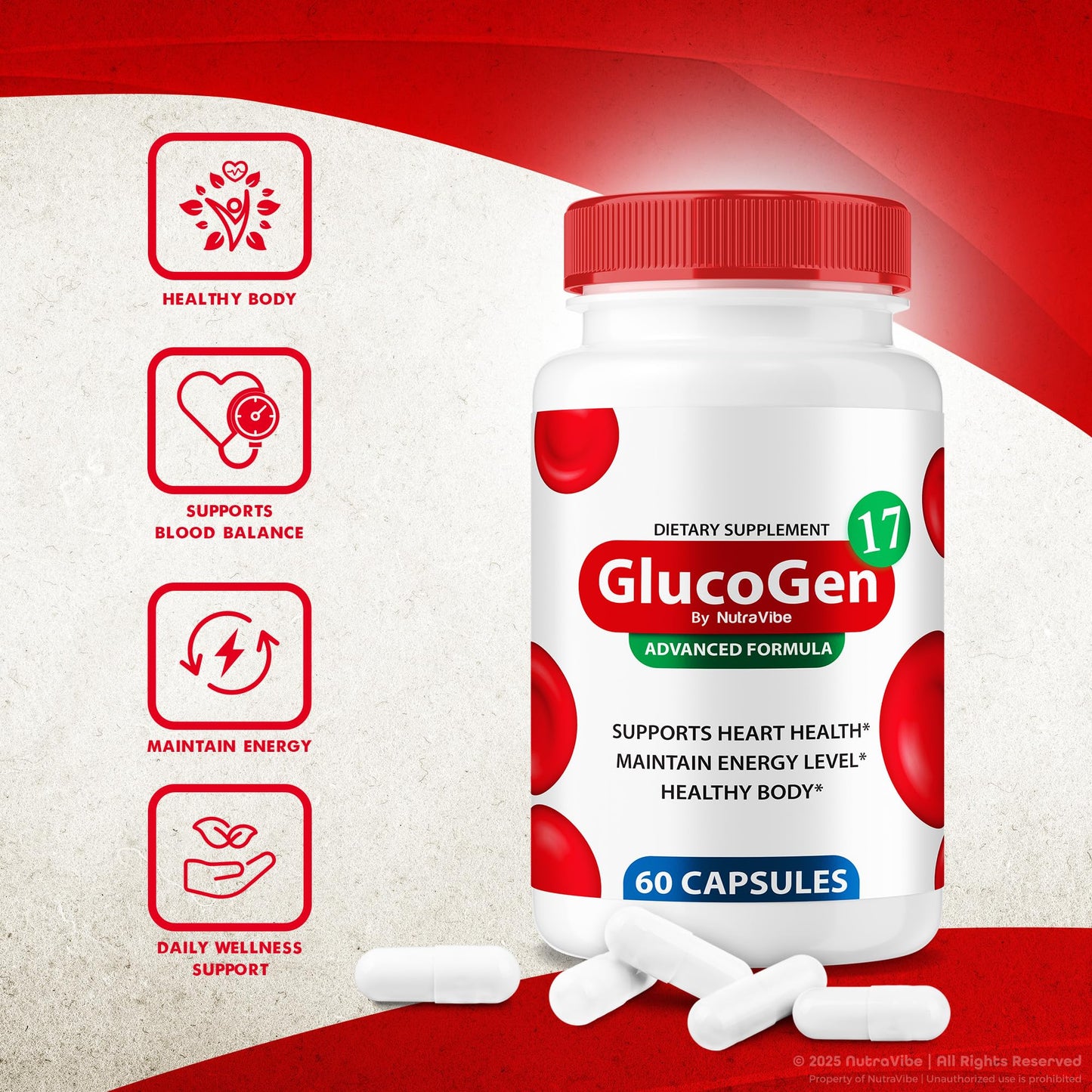 NutraVibe GlucoGen17 Capsules, 180 Count