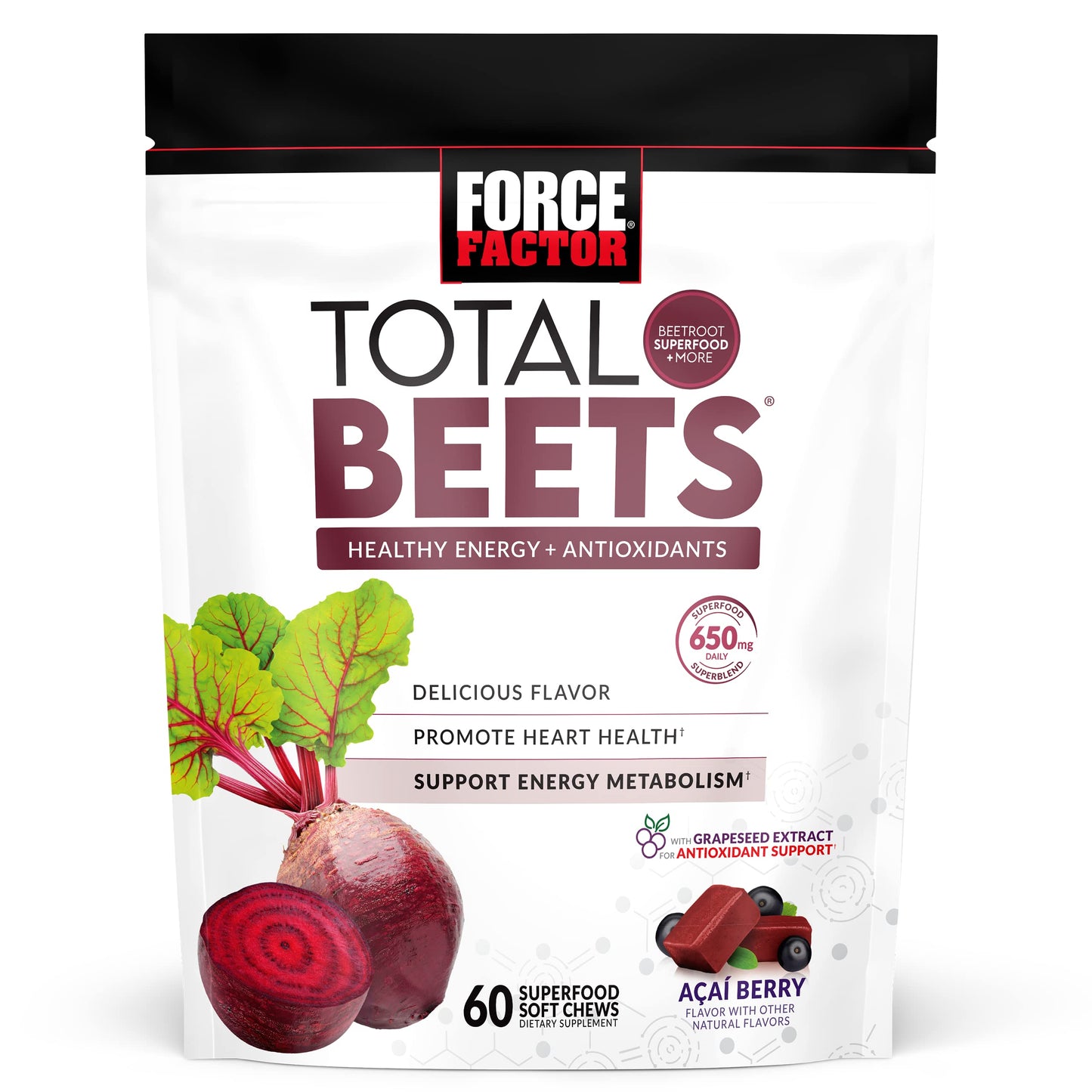 Force Factor Total Beets Soft Chews, 180 Count