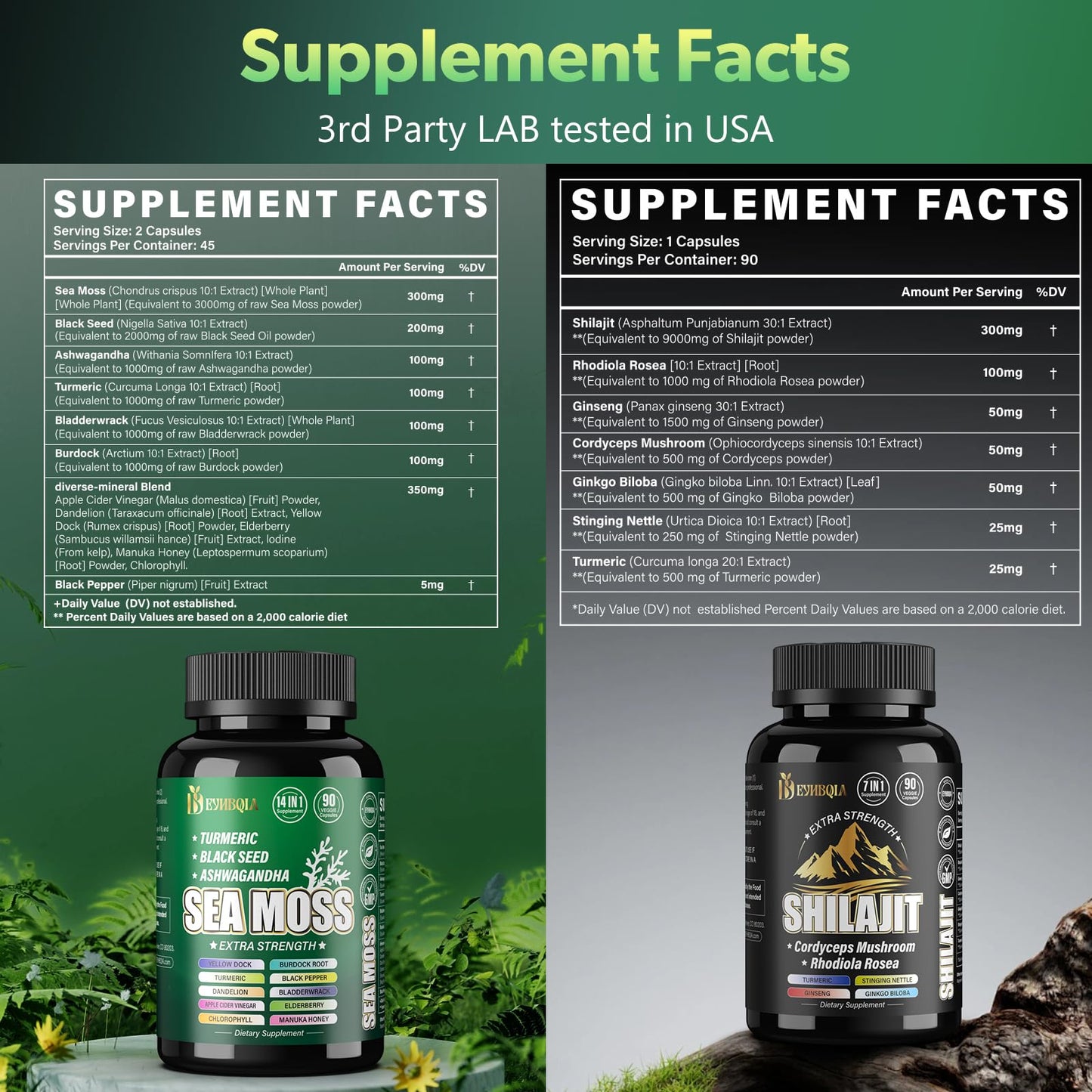 EYHBQIA Sea Moss and Shilajit 21-in-1 Herbal Supplements Capsules, 270 Count