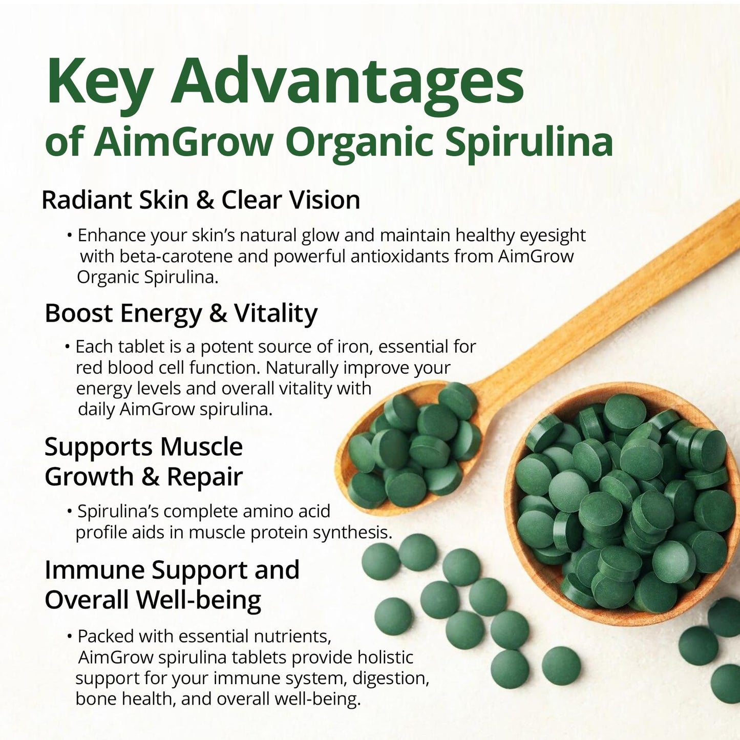 Aimgrow Organic Spirulina Tablets, 300 Tablets