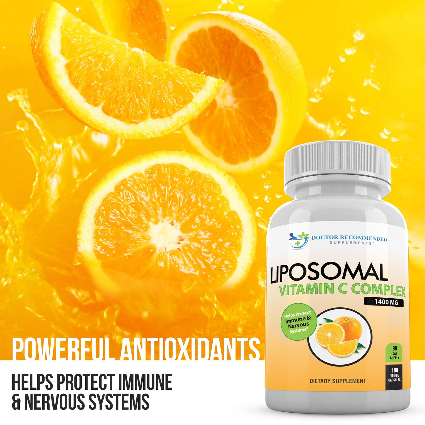 DOCTOR RECOMMENDED SUPPLEMENTS Liposomal Vitamin C 1400mg Per Serving, 180 Capsules