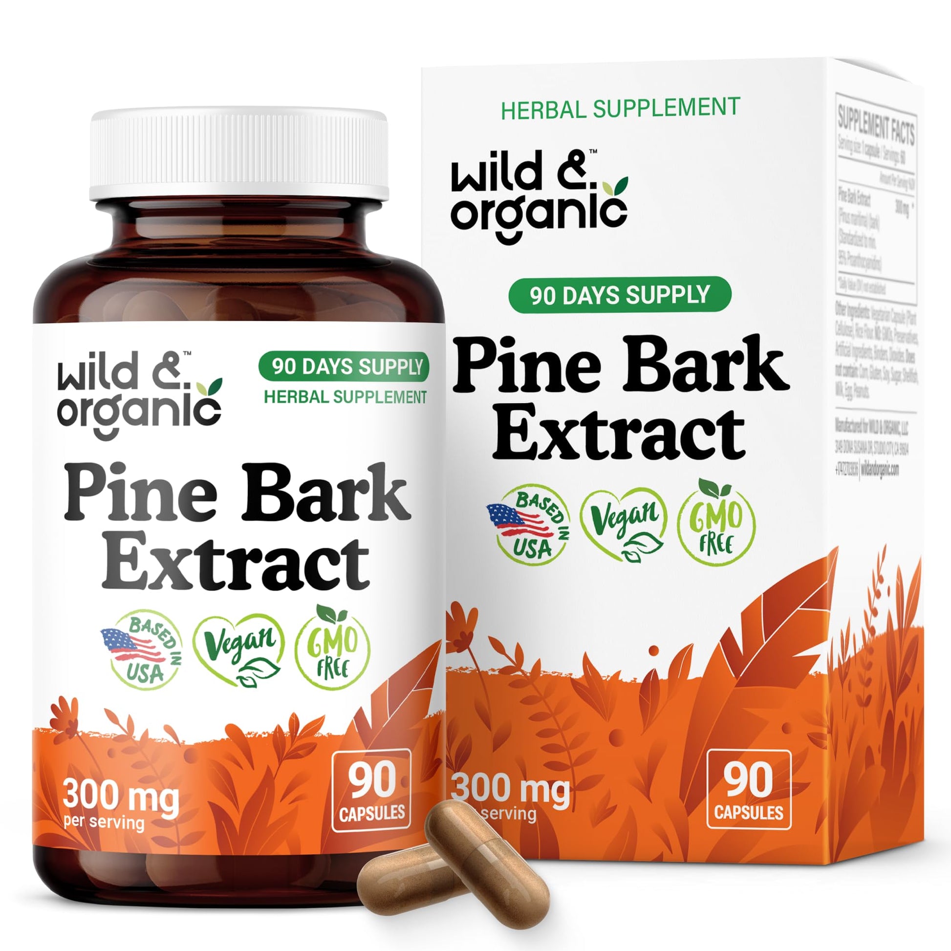 Wild & Organic Pine Bark Extract Capsules 90 Count