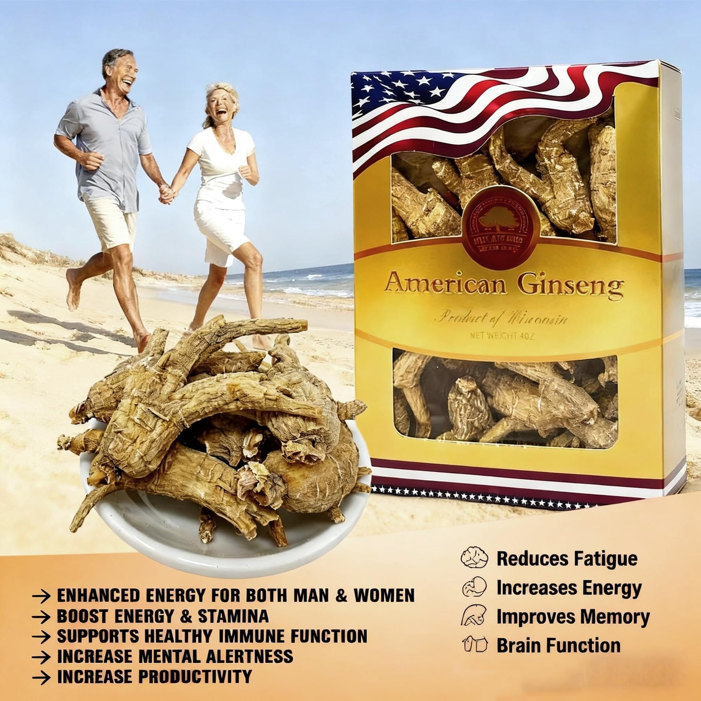 DABC OAK LAND American Wisconsin Ginseng Root 4 Tablets