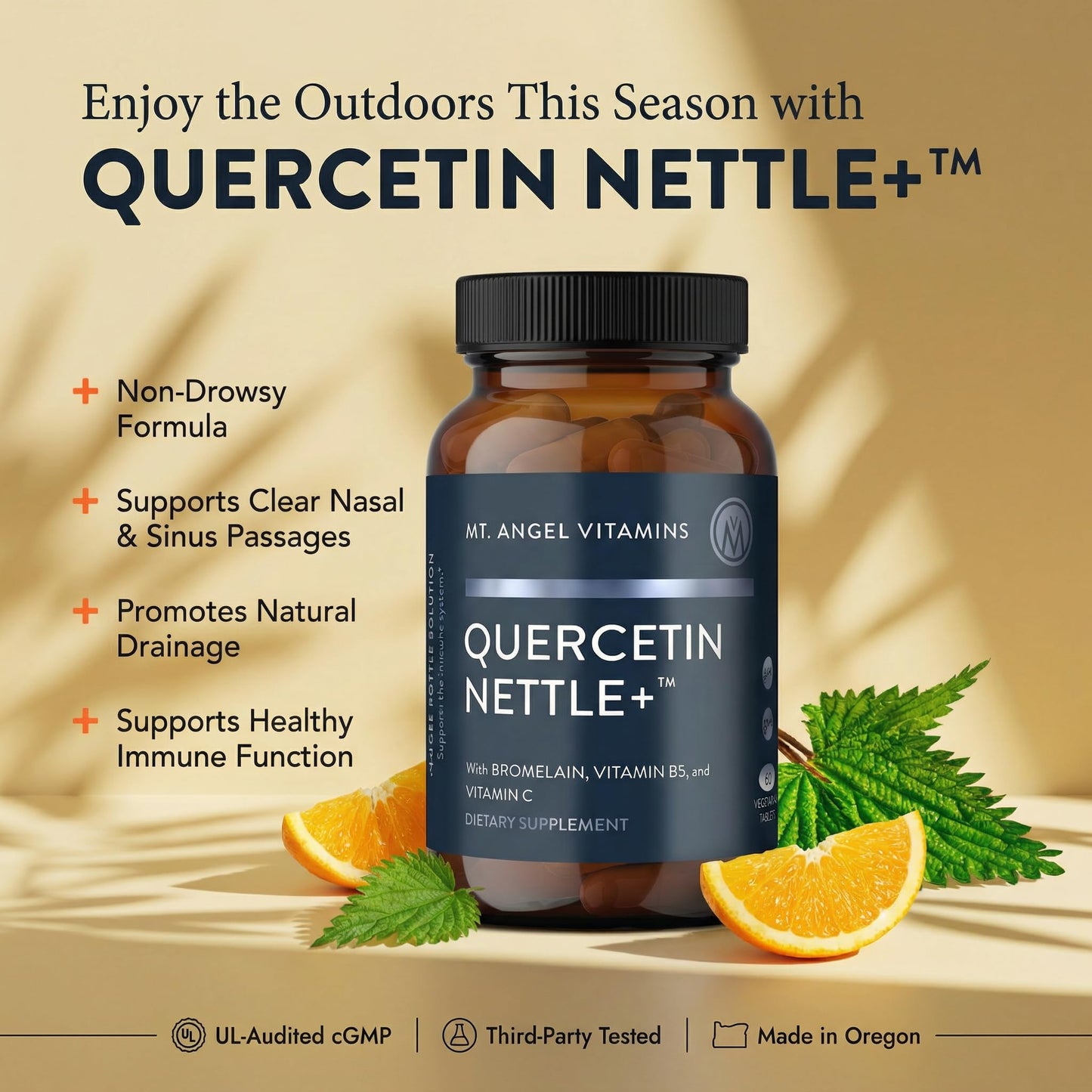 Mt. Angel Vitamins Quercetin with Bromelain & Stinging Nettle Leaf Extract 1000mg Quercetin Phytosome Supplement 60 Tablets