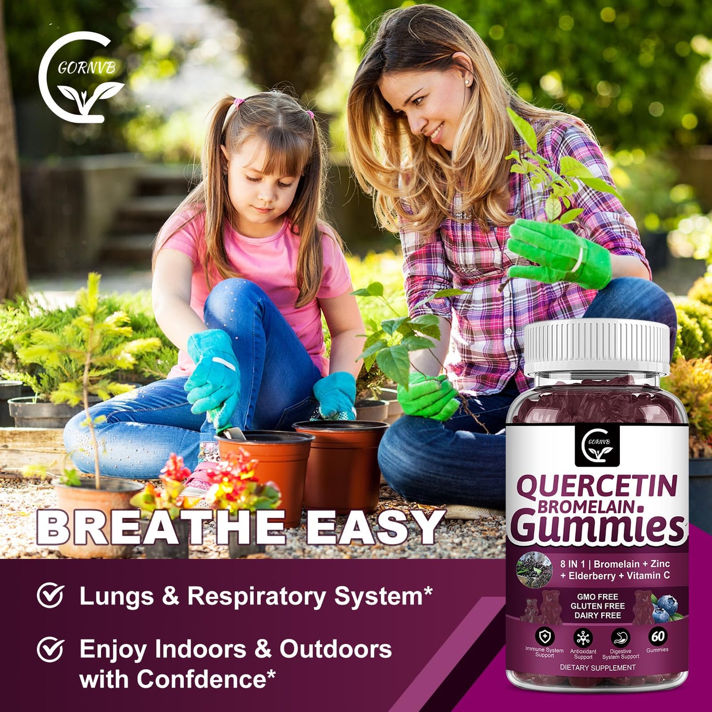 GORNVB Quercetin Gummies with Bromelain 120 Count